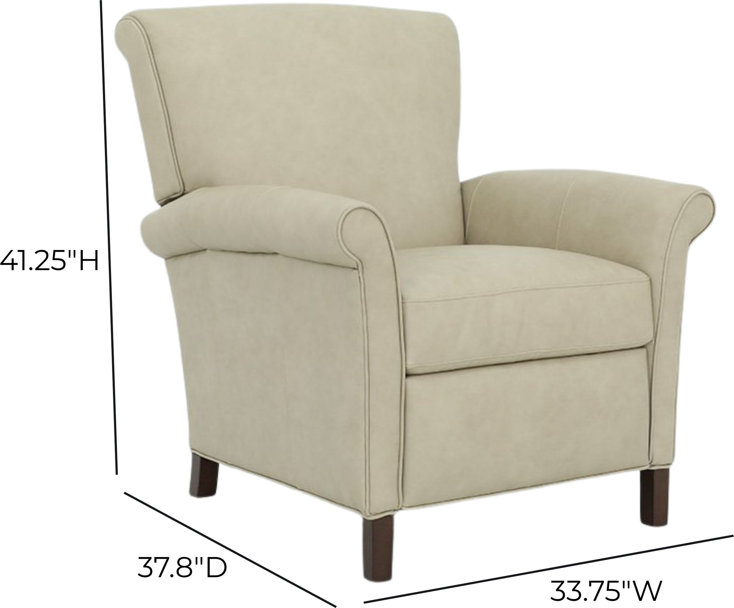 Phoebe Cashmere Stone Leather Push Thru The Arms Recliner