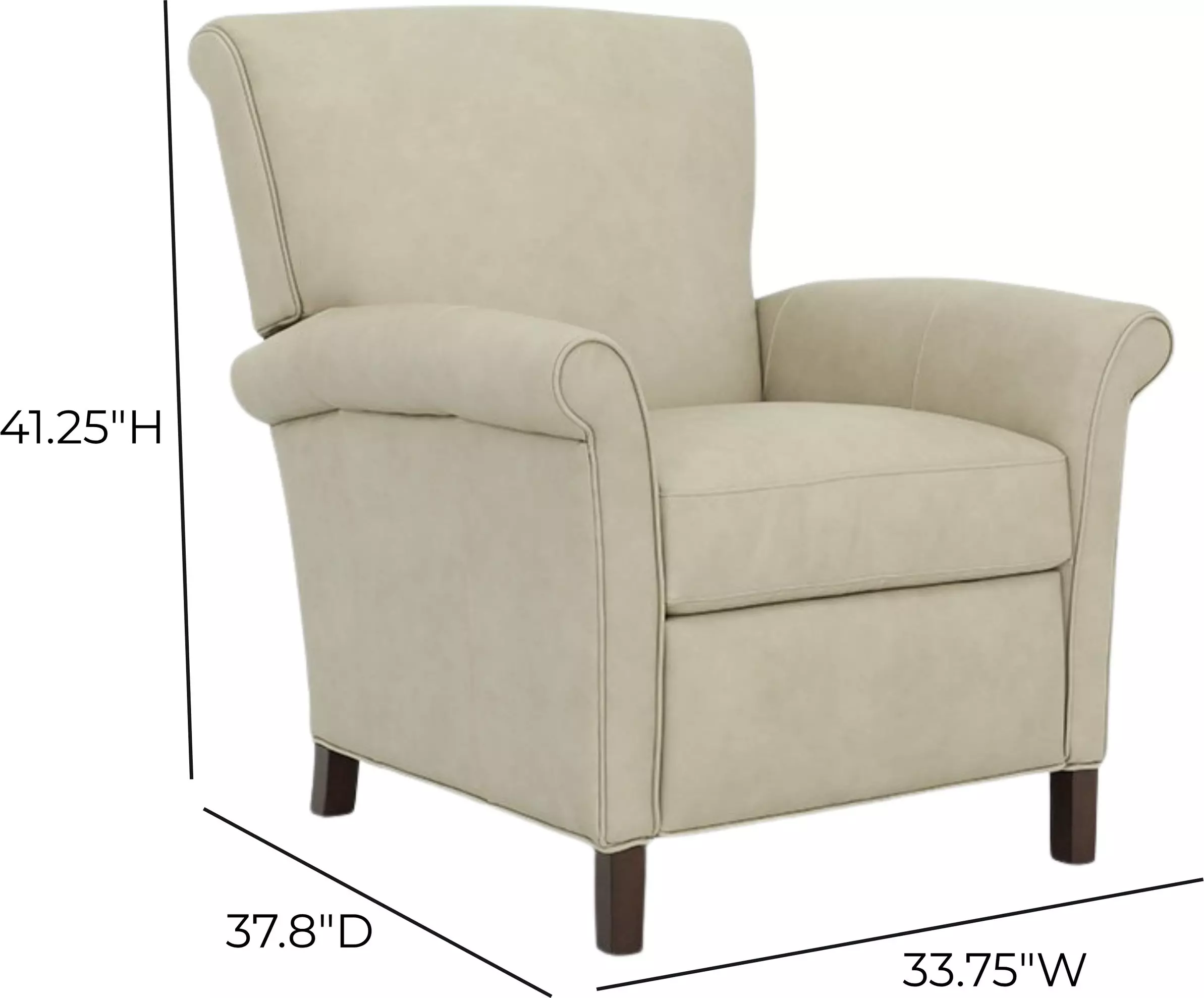 Phoebe Cashmere Stone Leather Push Thru The Arms Recliner