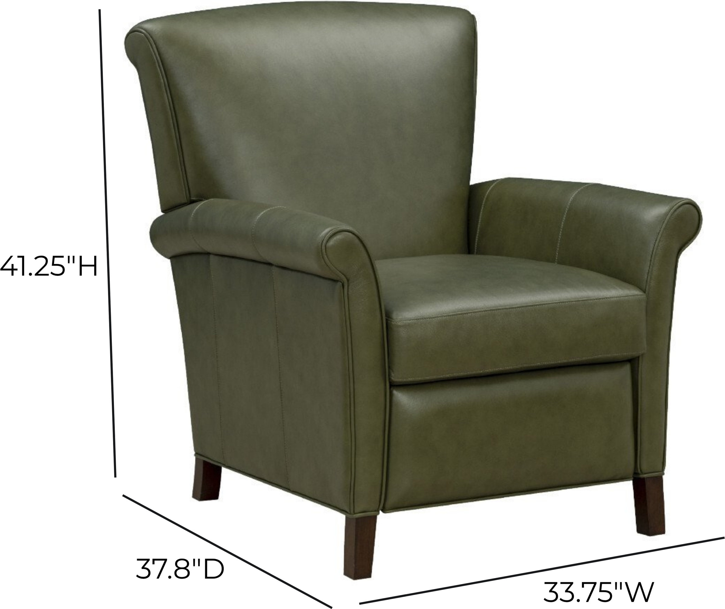 Phoebe Dobbs Sage Leather Push Thru The Arms Recliner