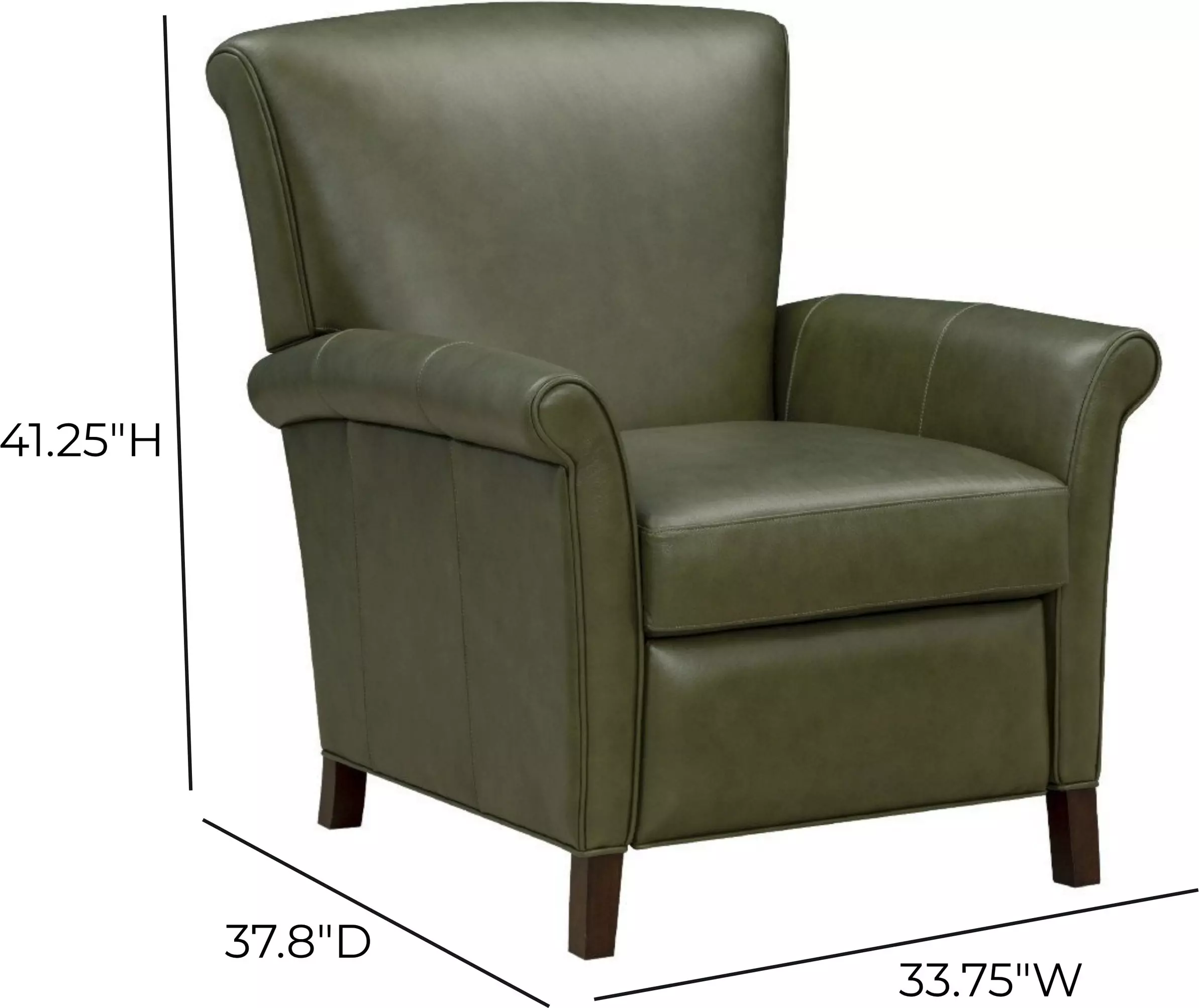 Phoebe Dobbs Sage Leather Push Thru The Arms Recliner