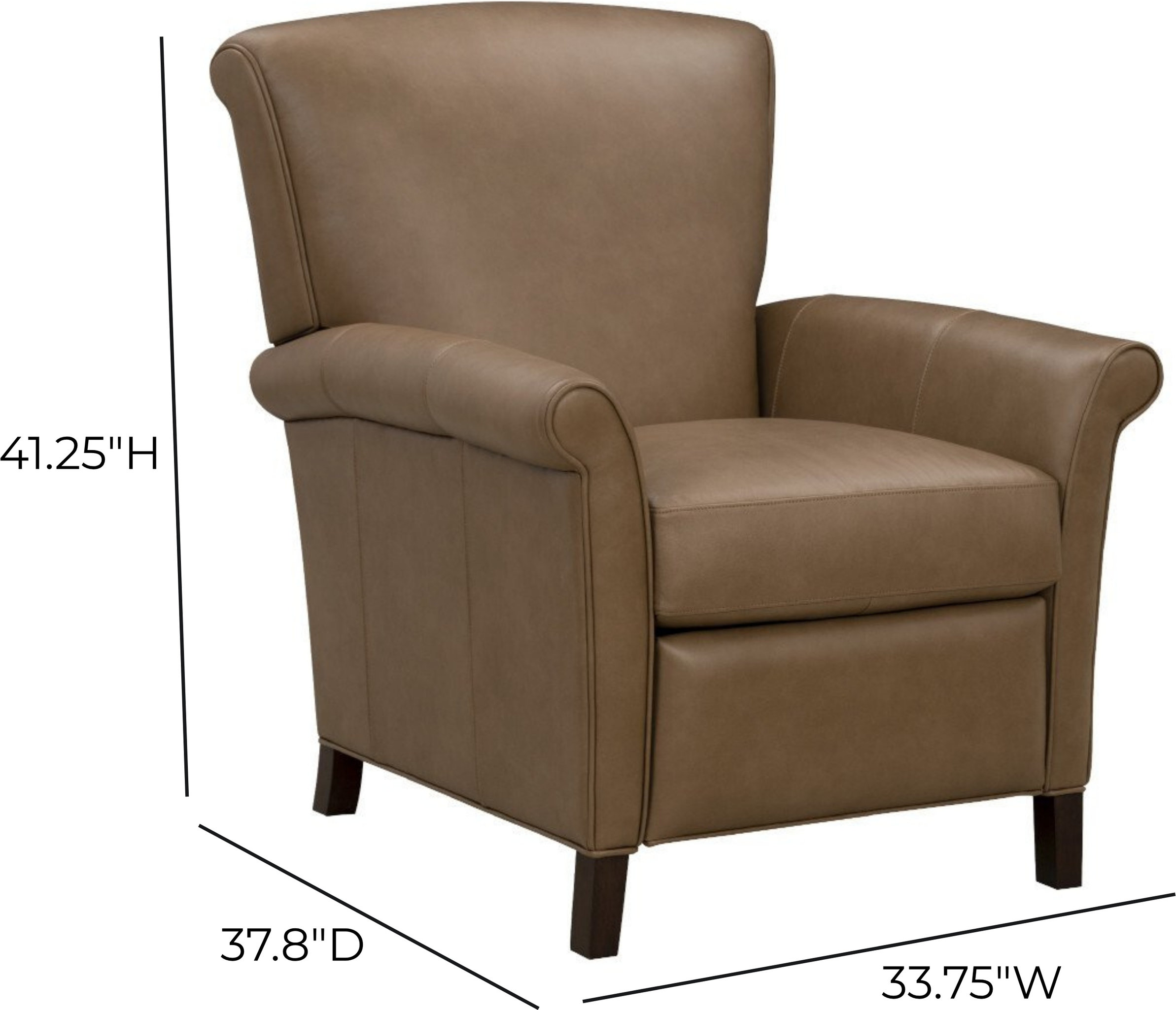 Phoebe Hillwood Toffee Leather Push Thru The Arms Recliner