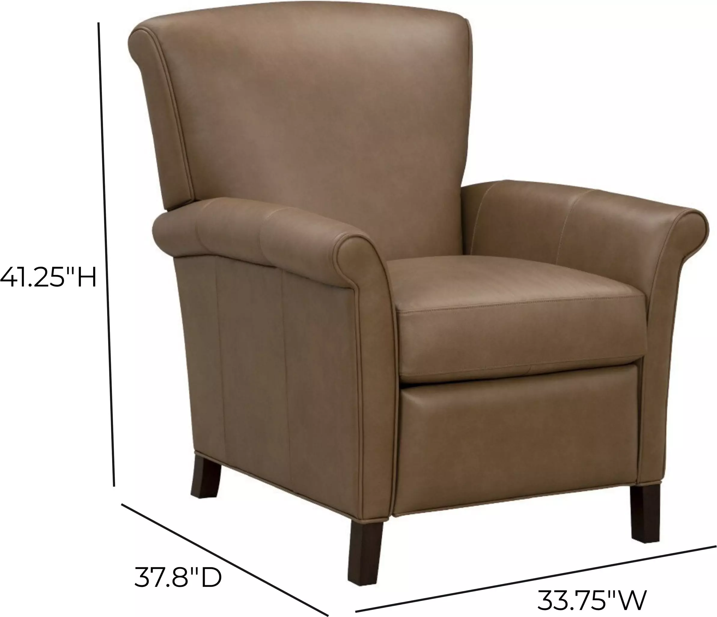 Phoebe Hillwood Toffee Leather Push Thru The Arms Recliner