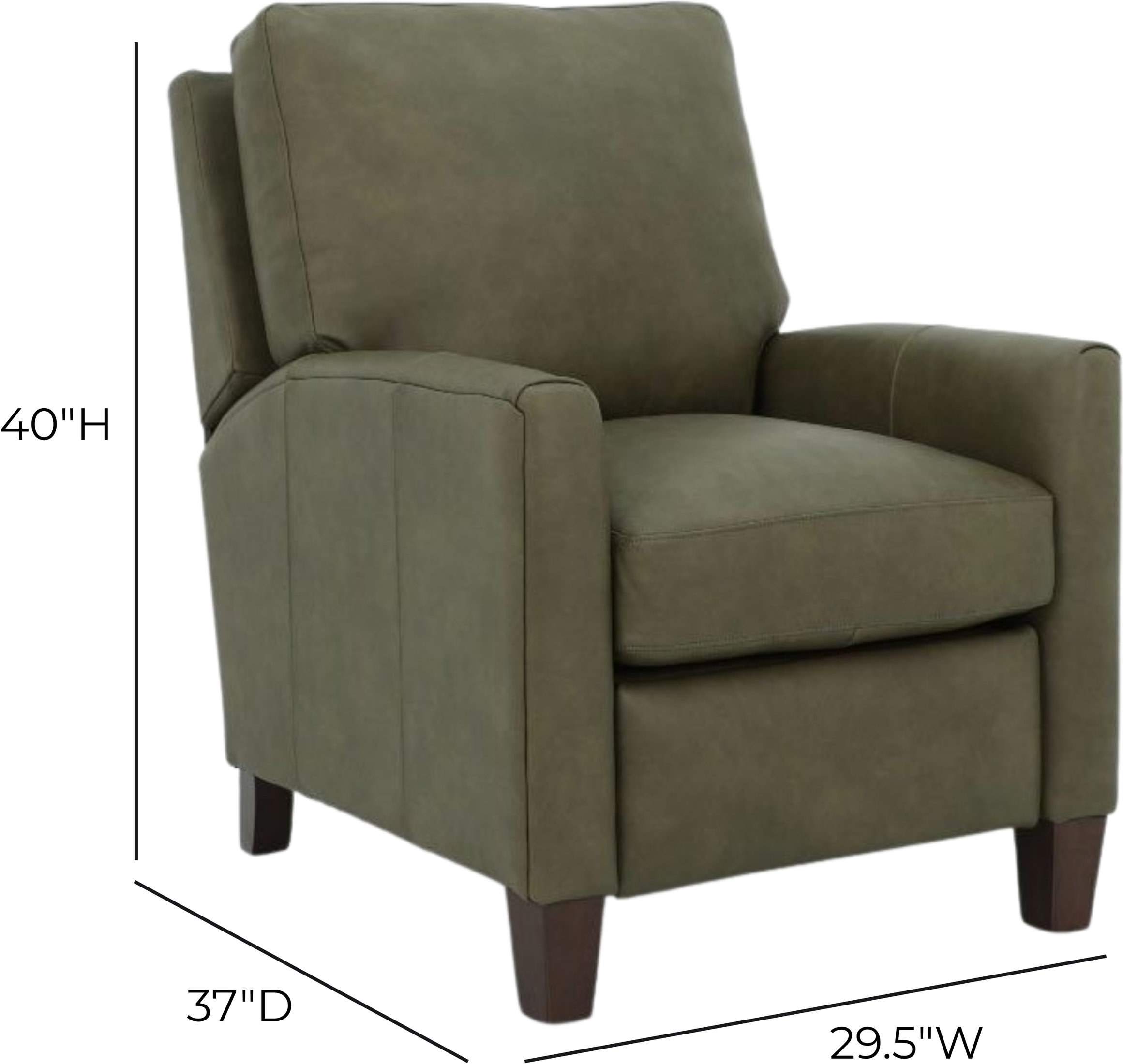 Fremont Oasis Olive Leather Push Thru The Arms Recliner