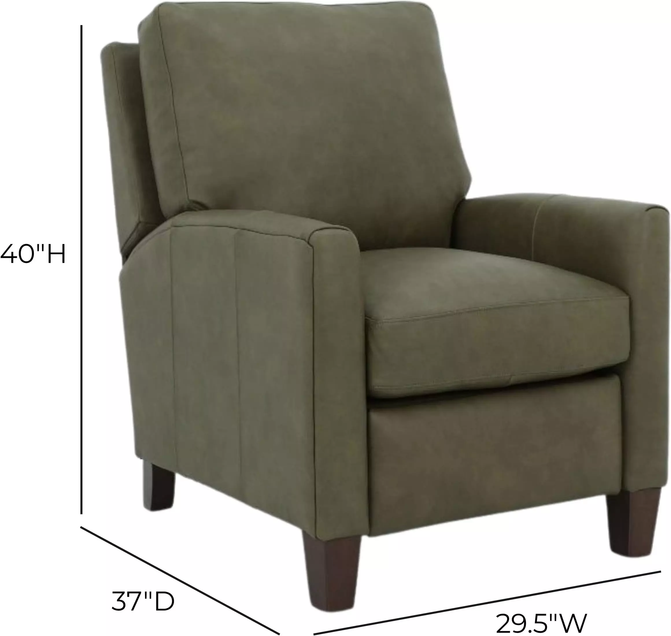 Fremont Oasis Olive Leather Push Thru The Arms Recliner
