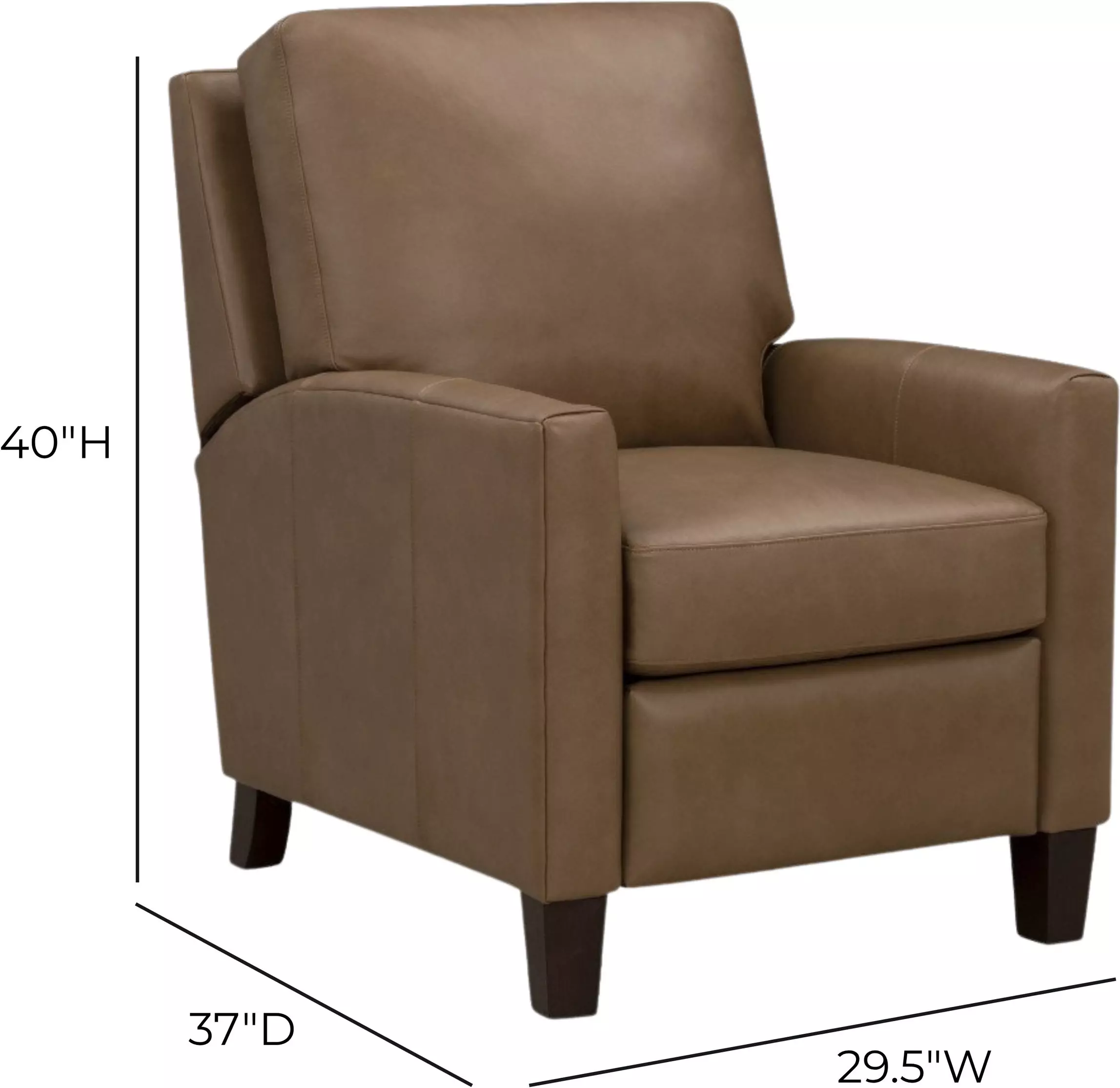 Fremont Hillwood Toffee Leather Push Thru The Arms Recliner