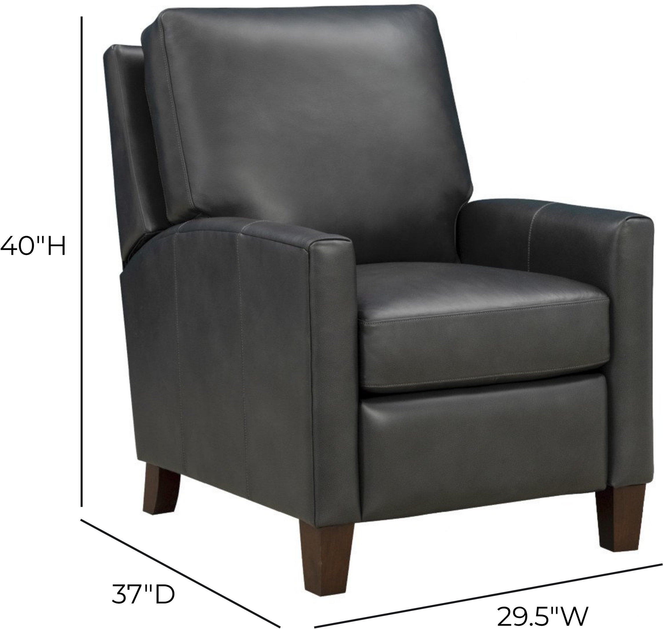 Fremont Elway Dark Gray Leather Push Thru The Arms Recliner