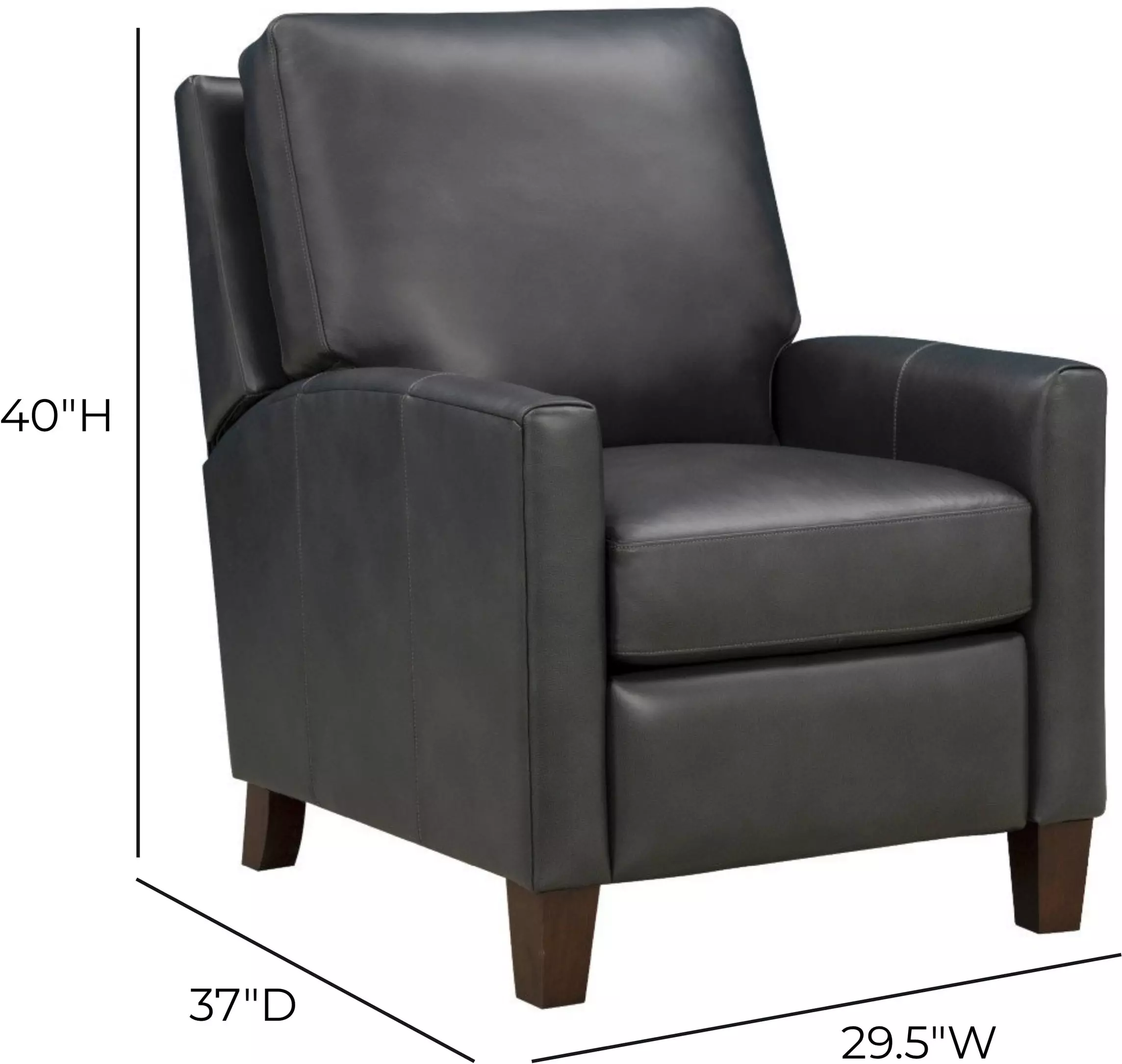 Fremont Elway Dark Gray Leather Push Thru The Arms Recliner