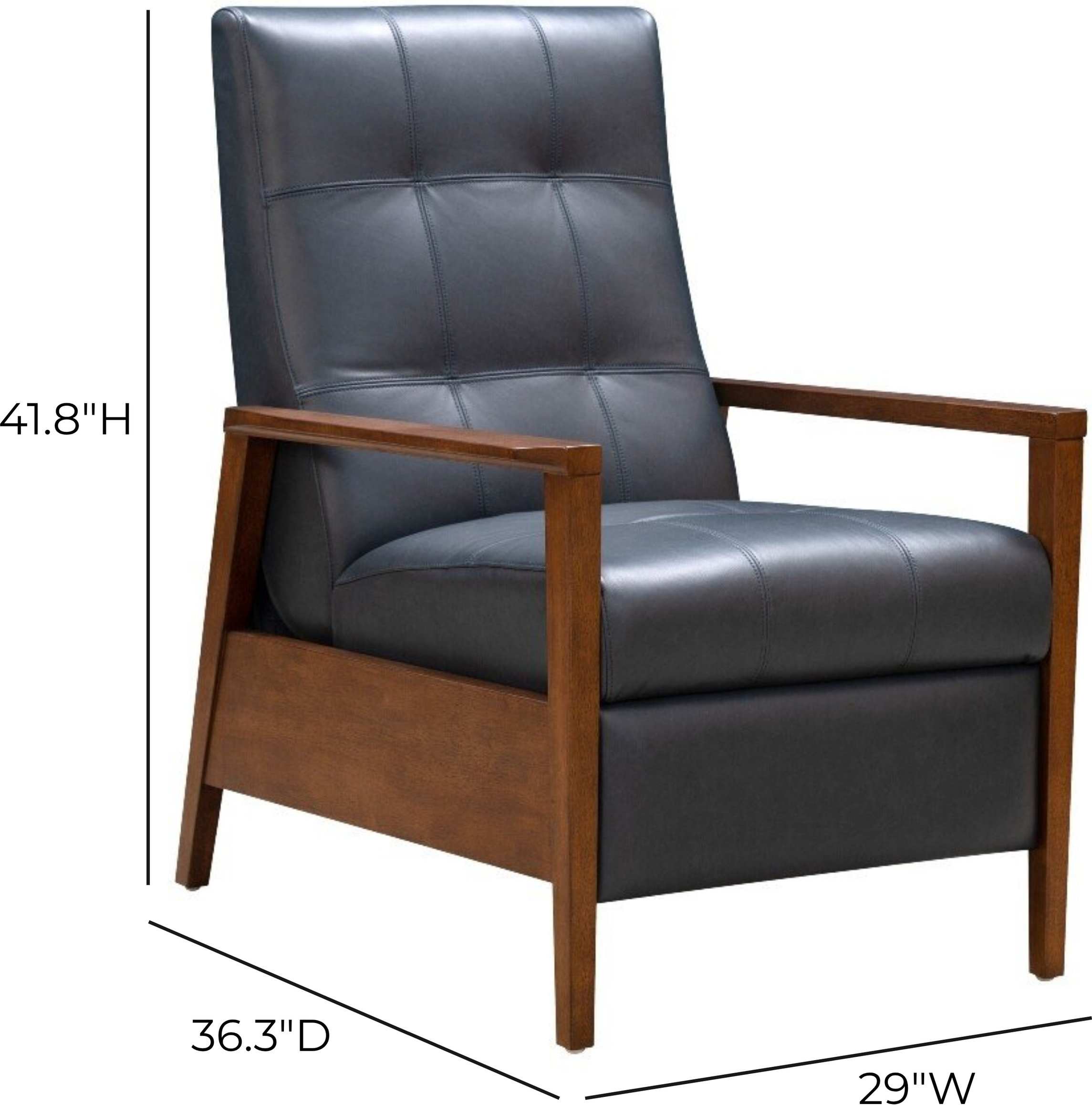 Bridget Santa Fe Ocean Leather Push Thru The Arms Recliner