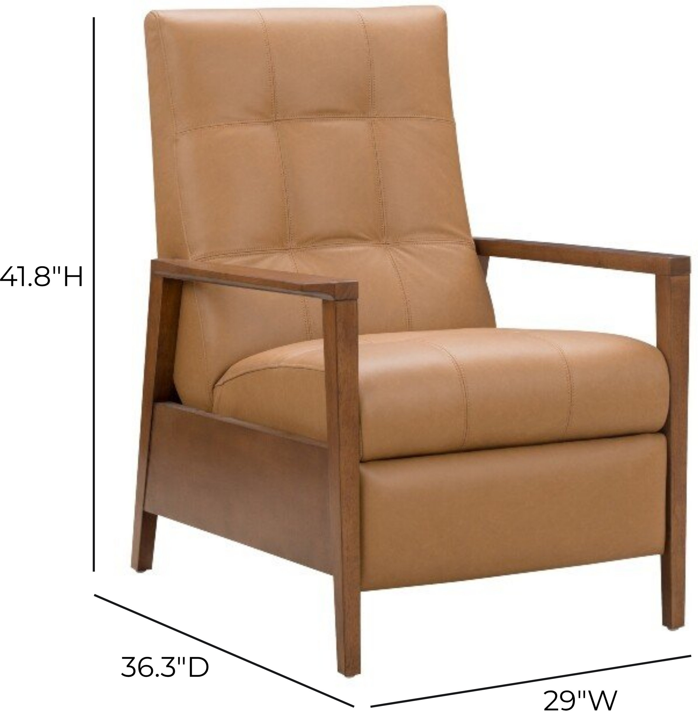 Bridget Santa Fe Brandy Leather Push Thru The Arms Recliner