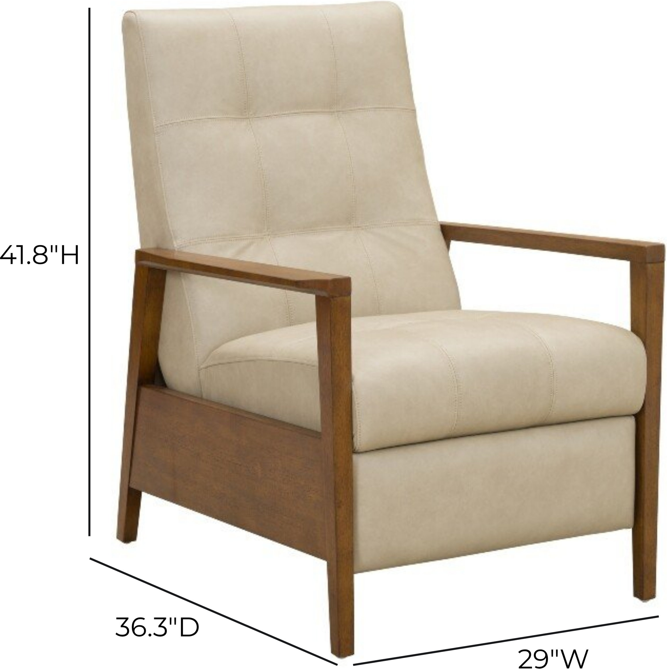 Bridget Cashmere Stone Leather Push Thru The Arms Recliner