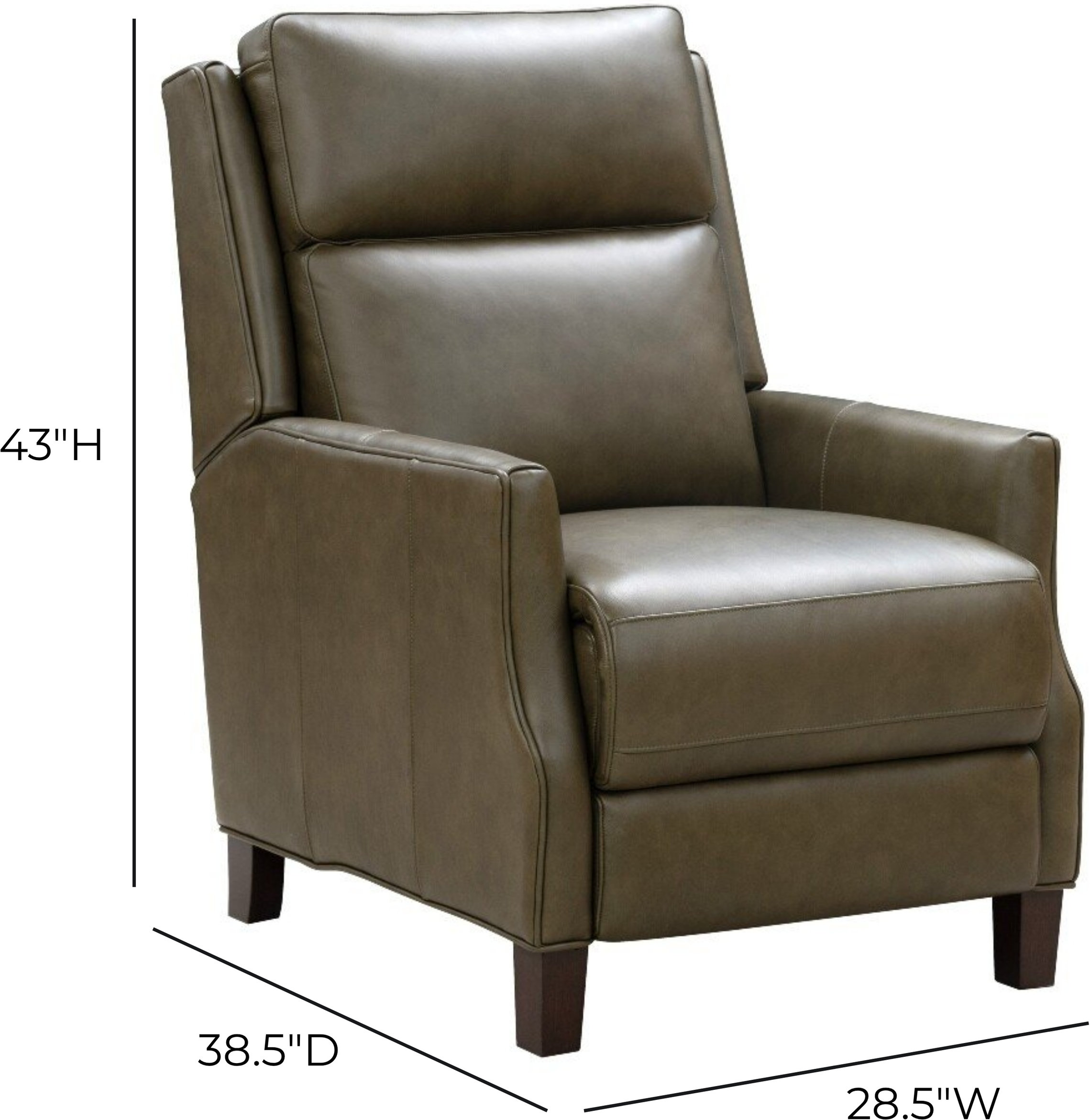 Ledger Oasis Olive Leather Push Thru The Arms Recliner