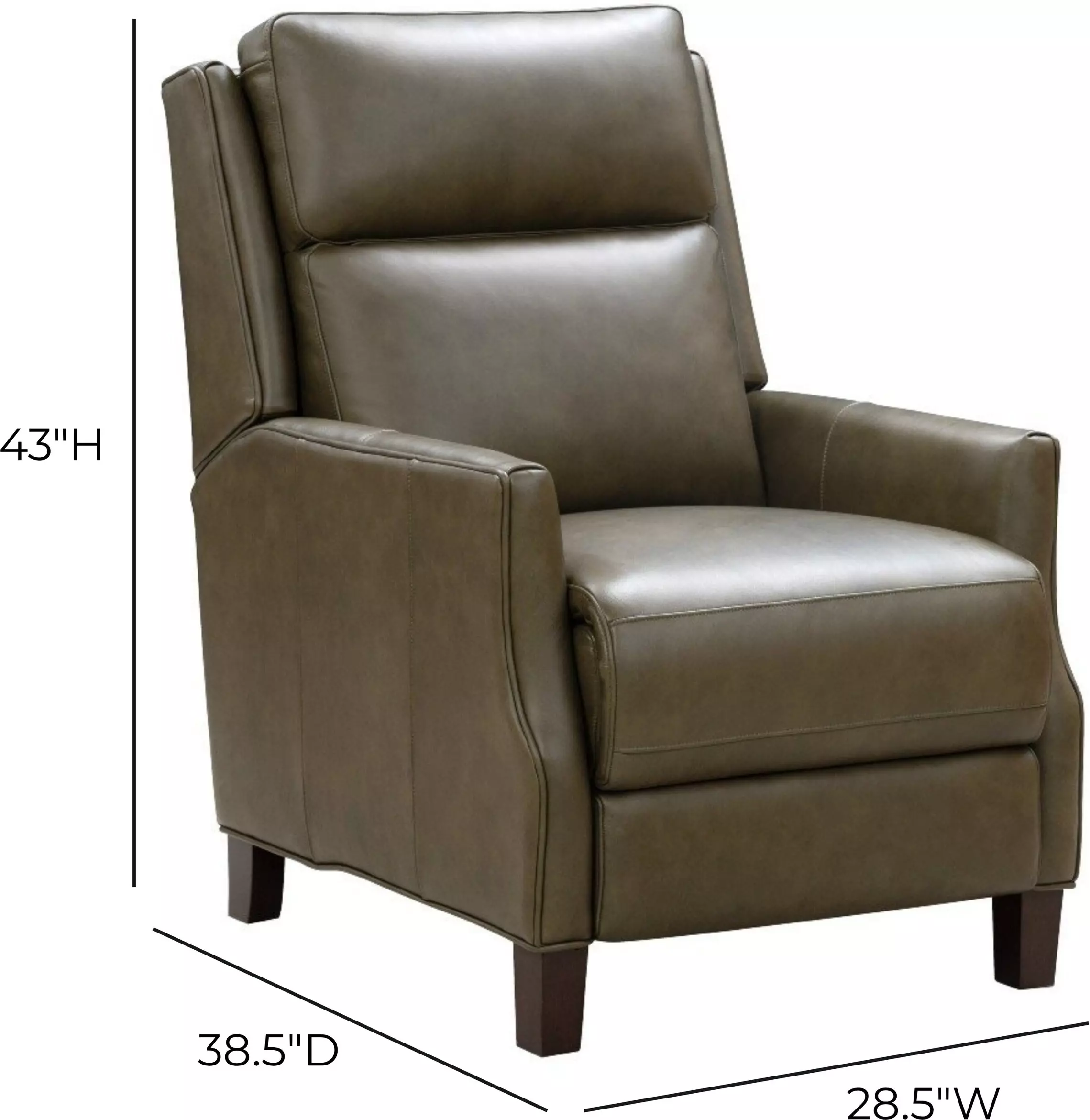 Ledger Oasis Olive Leather Push Thru The Arms Recliner