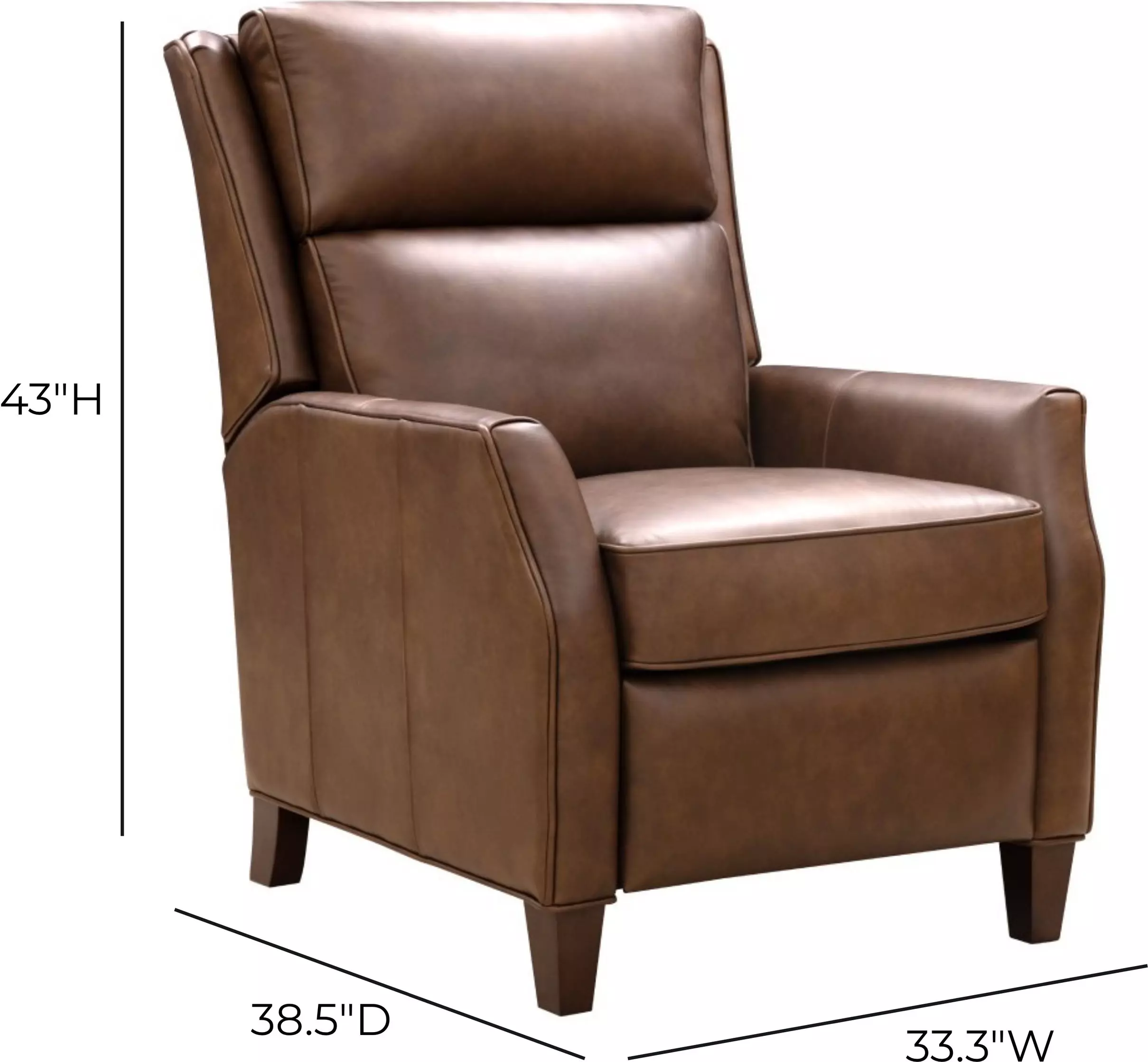 Pryce Oasis Walnut Leather Push Thru The Arms Recliner