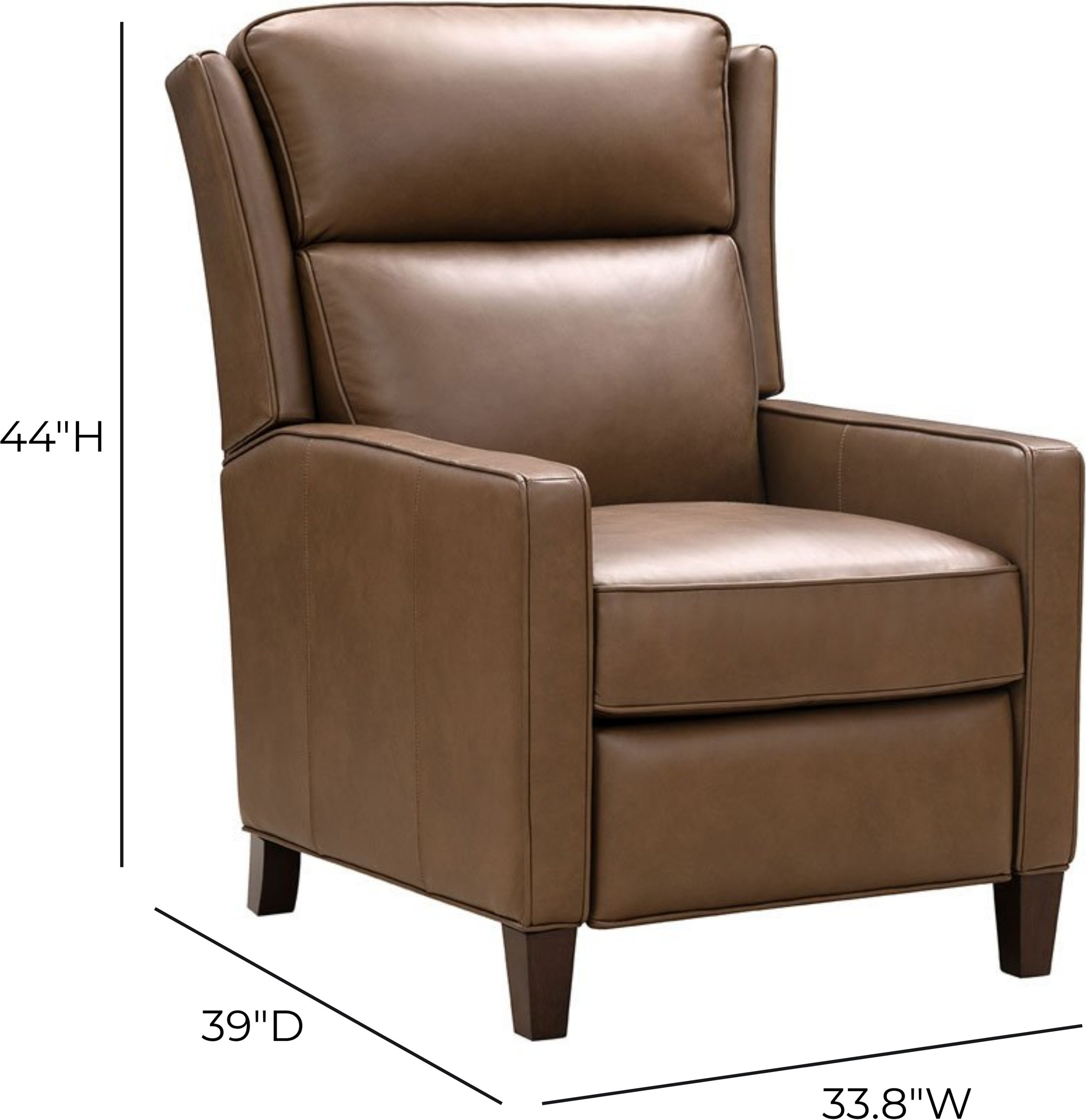 Moore Cashmere Taupe Leather Push Thru The Arms Recliner