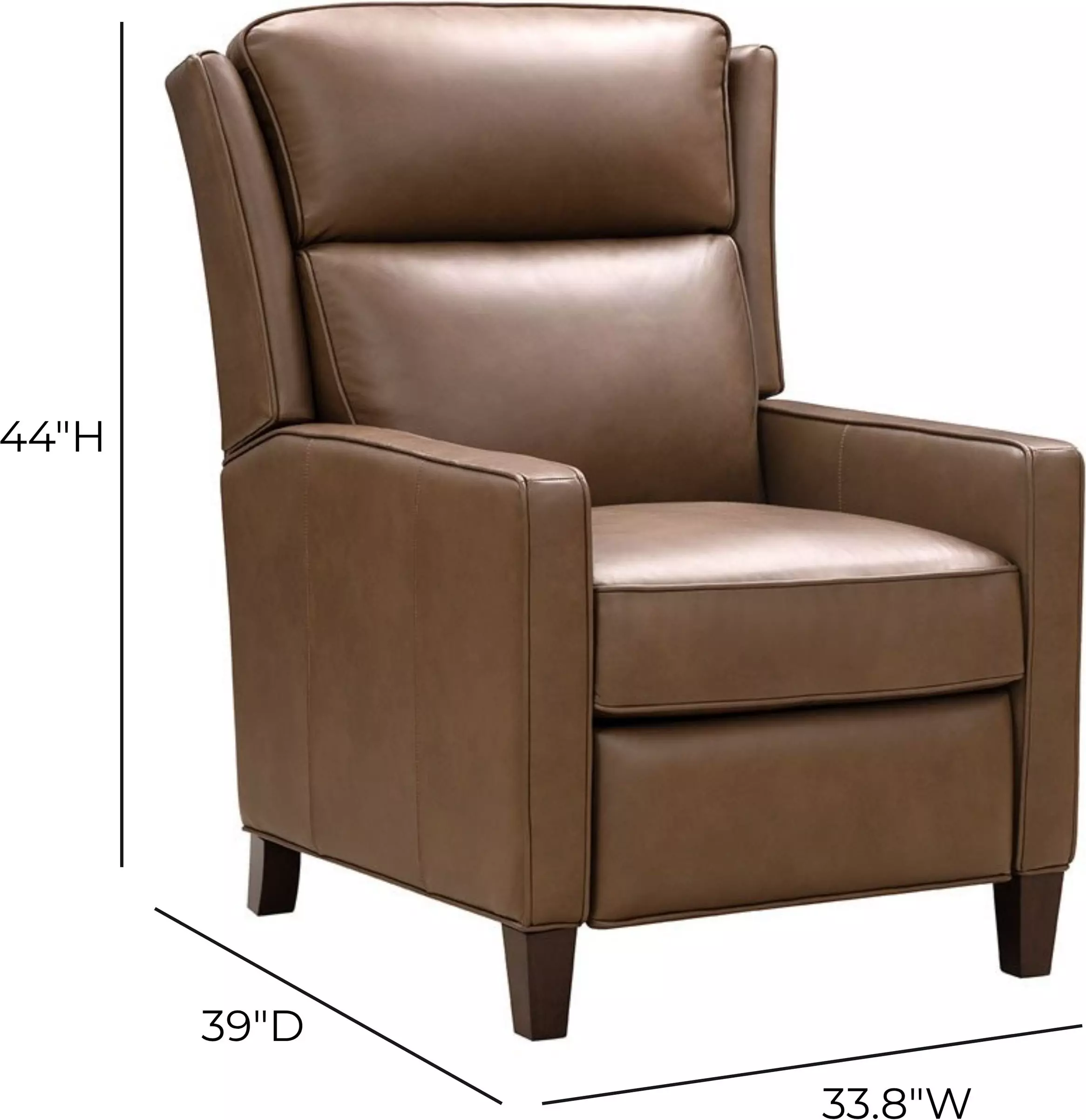Moore Cashmere Taupe Leather Push Thru The Arms Recliner