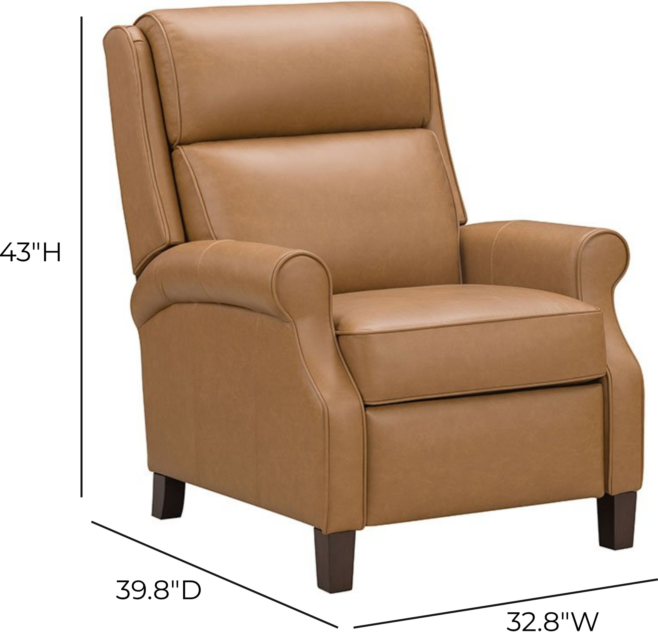 Amber Santa Fe Brandy Leather Push Thru The Arms Recliner