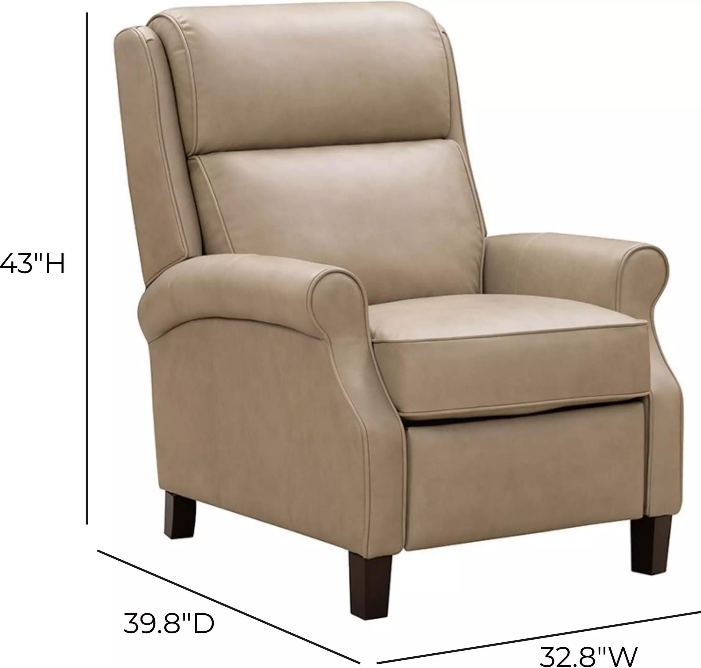 Amber Cashmere Stone Leather Push Thru The Arms Recliner