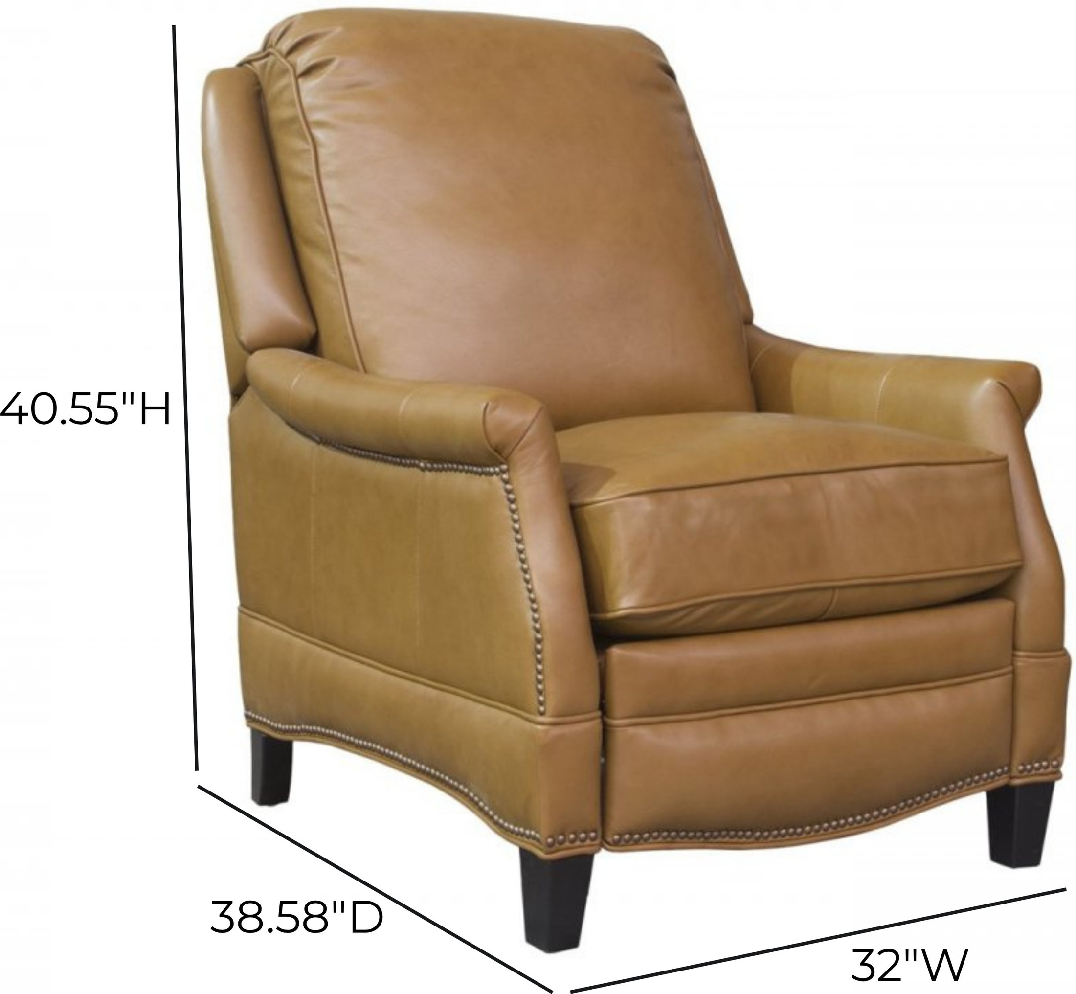 Ashebrooke Shoreham Ponytail Leather Push Thru The Arms Recliner with Nailhead Trim