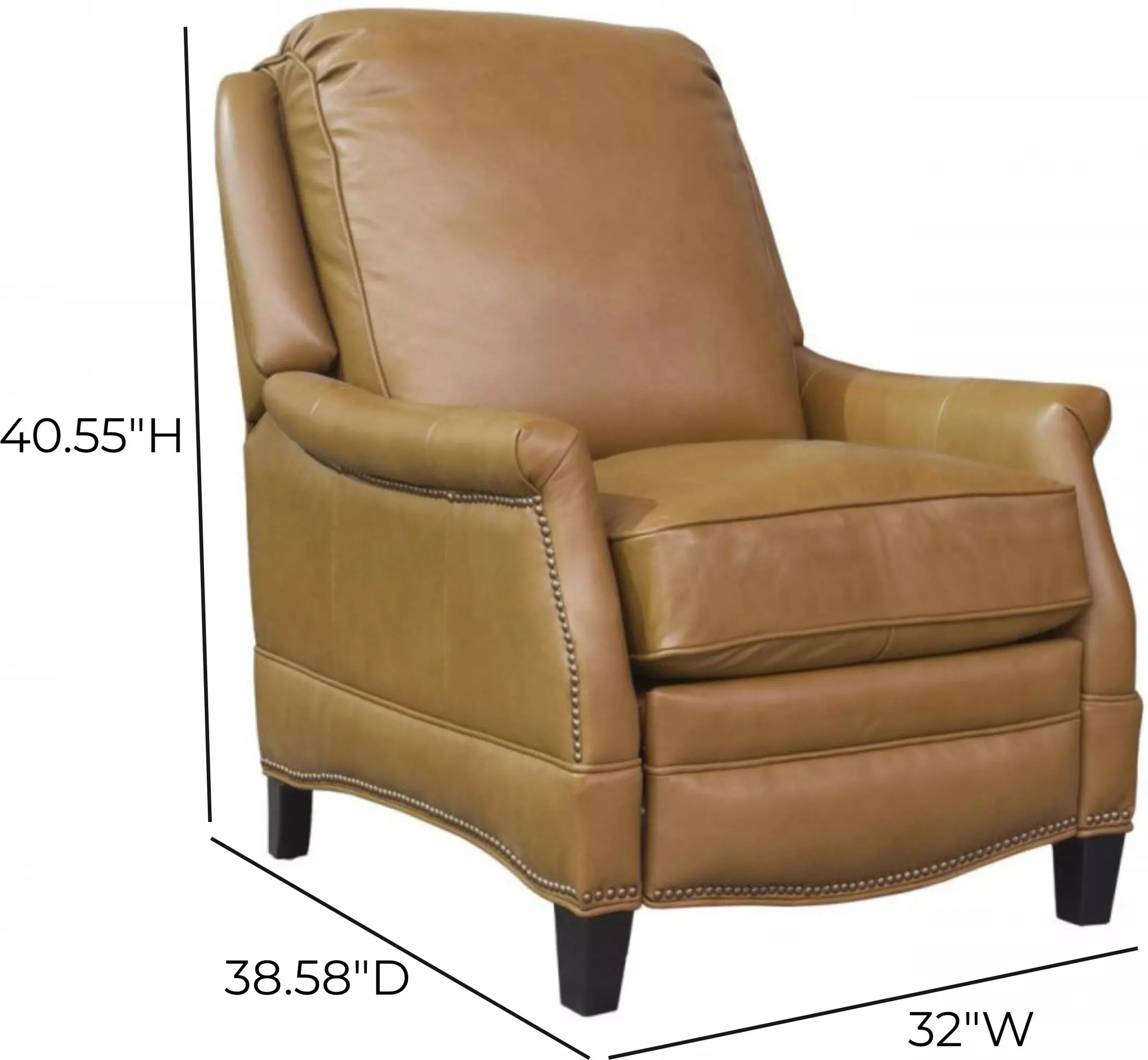 Ashebrooke Shoreham Ponytail Leather Push Thru The Arms Recliner with Nailhead Trim