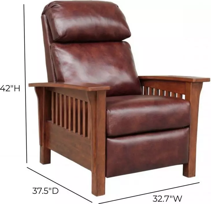 Mission Wenlock Fudge Leather Push Thru The Arms Recliner