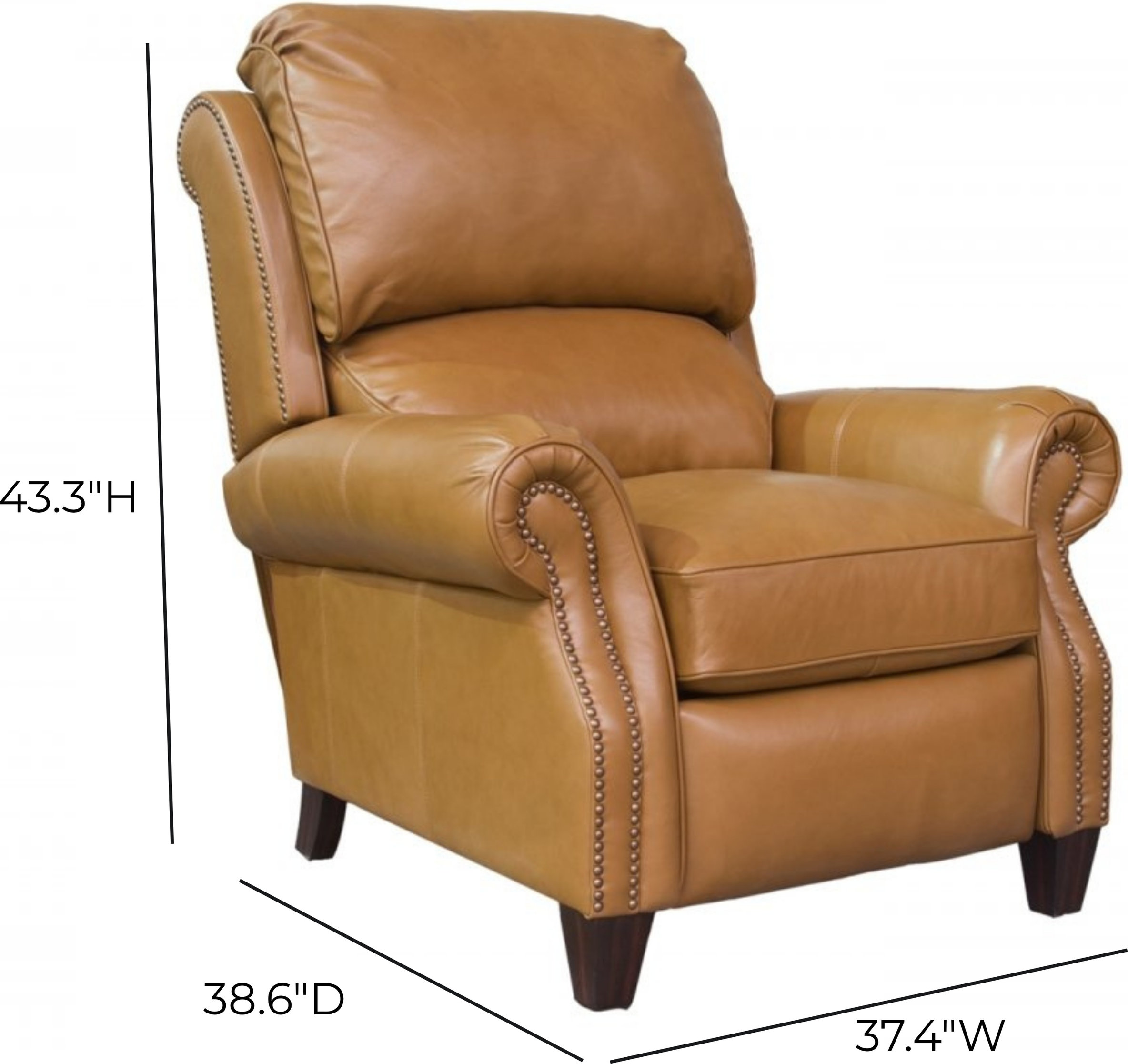 Churchill Shoreham Ponytail Leather Push Thru The Arms Recliner with Nailhead Trim