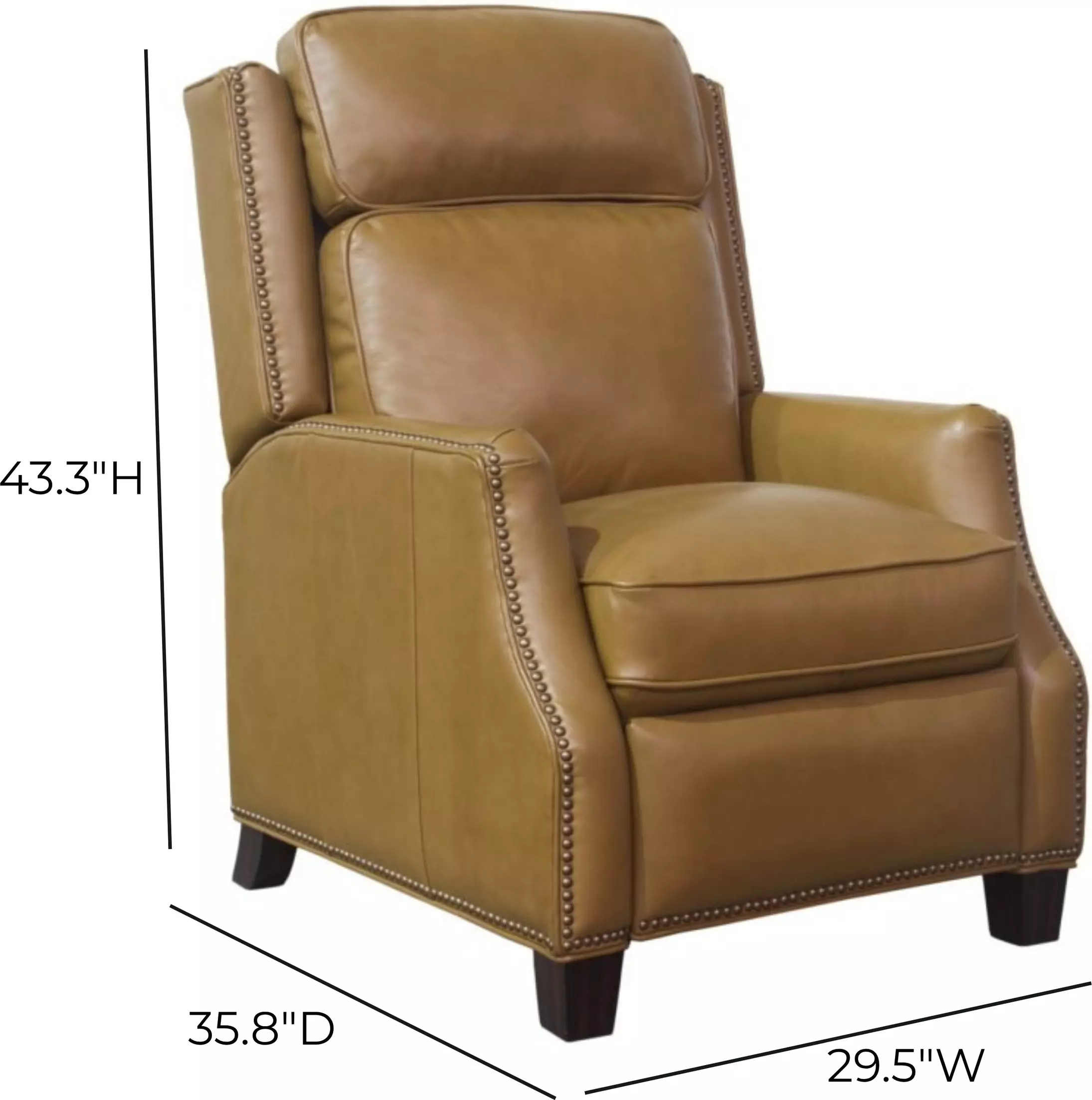 Van Buren Shoreham Ponytail Leather Push Thru The Arms Recliner with Nailhead Trim