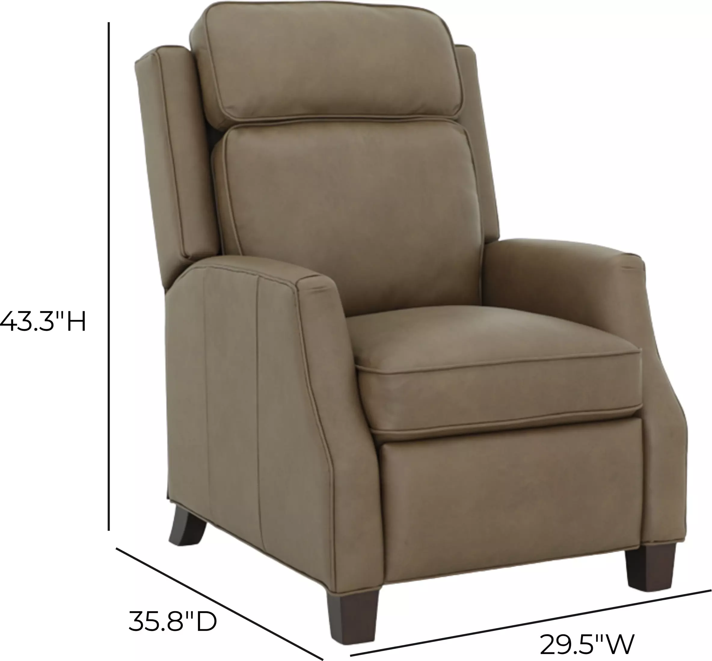 Nixon Cashmere Taupe Leather Push Thru The Arms Recliner