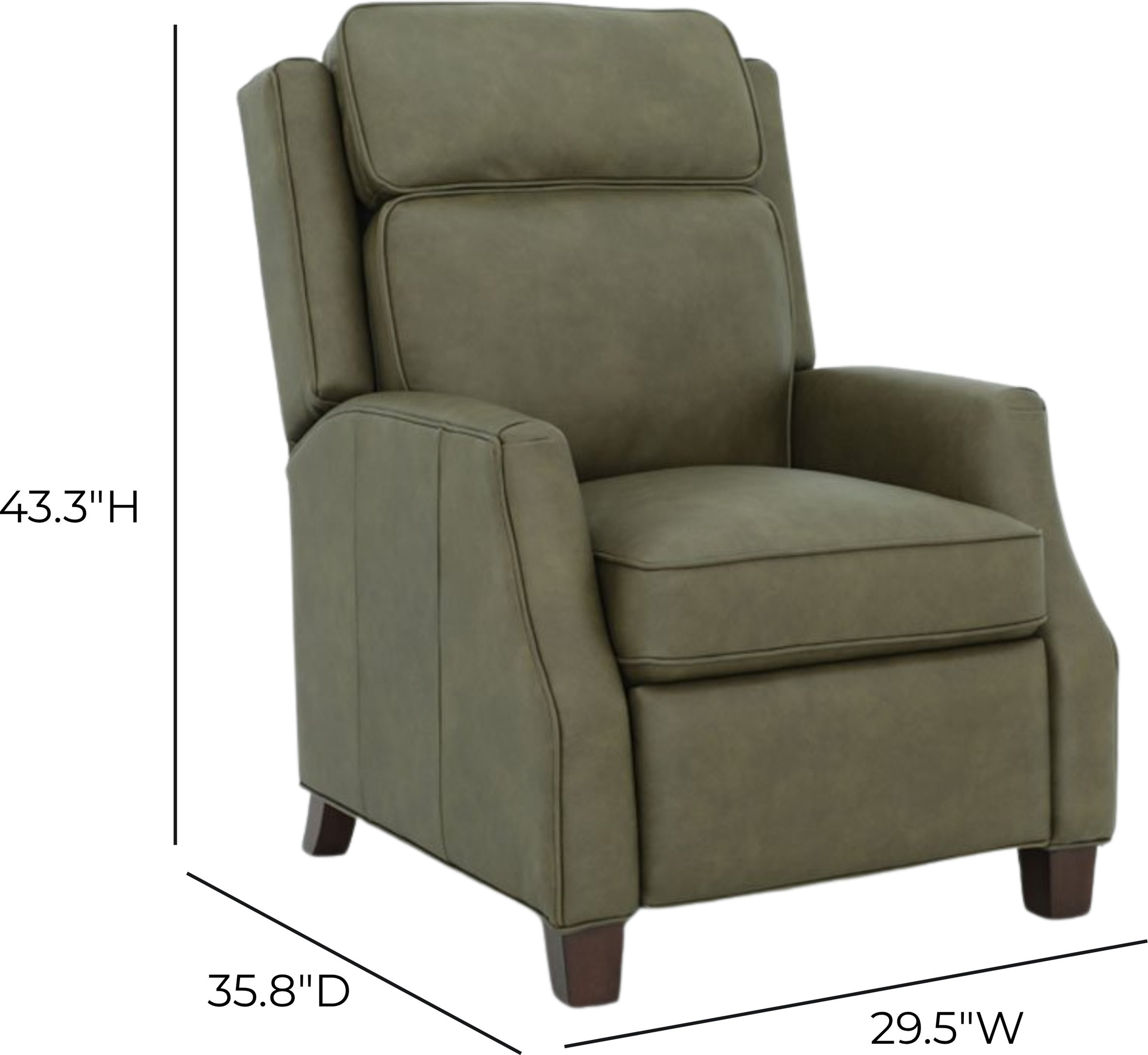 Nixon Oasis Olive Leather Push Thru The Arms Recliner