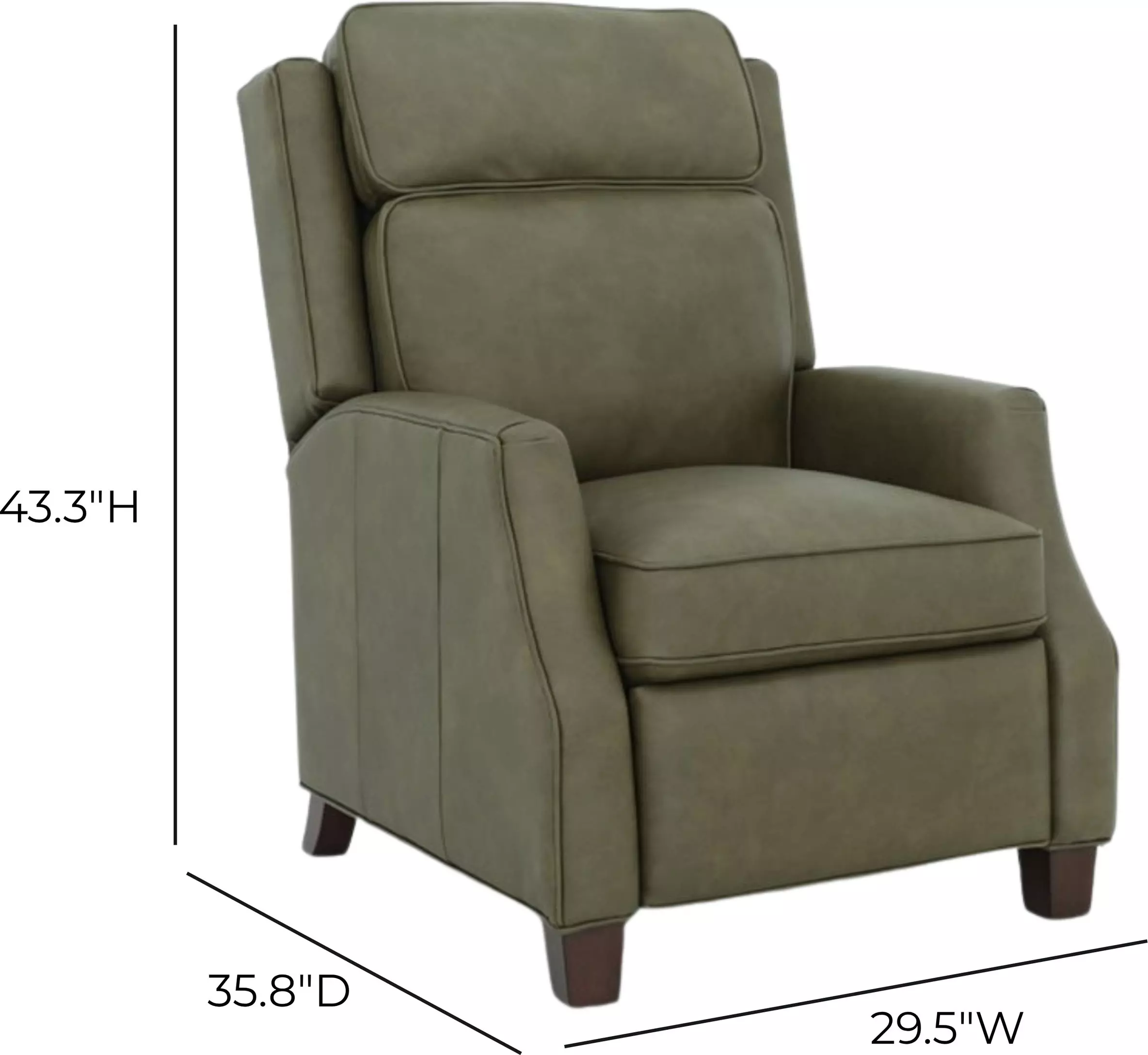 Nixon Oasis Olive Leather Push Thru The Arms Recliner