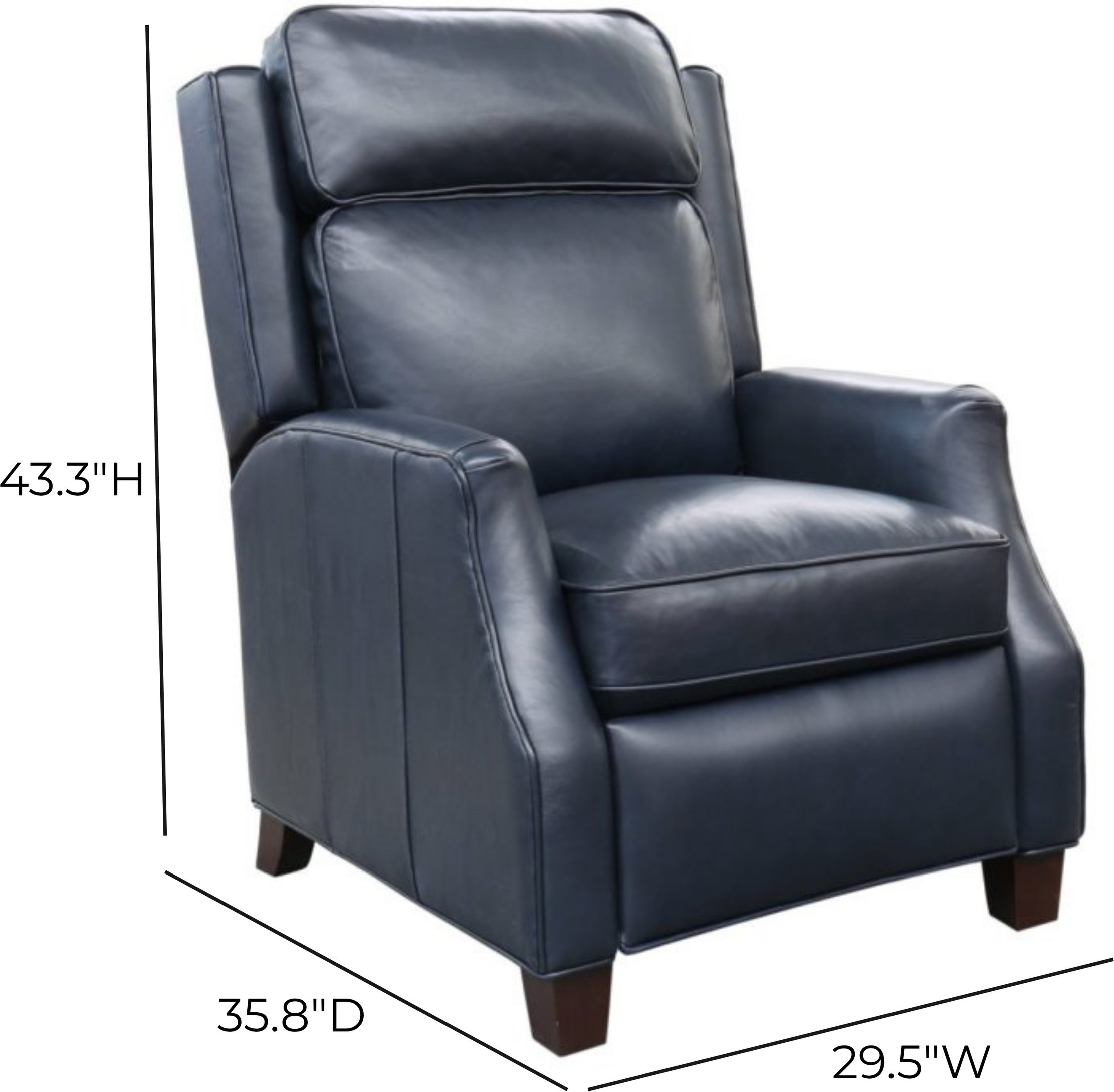 Nixon Shoreham Blue Leather Push Thru The Arms Recliner