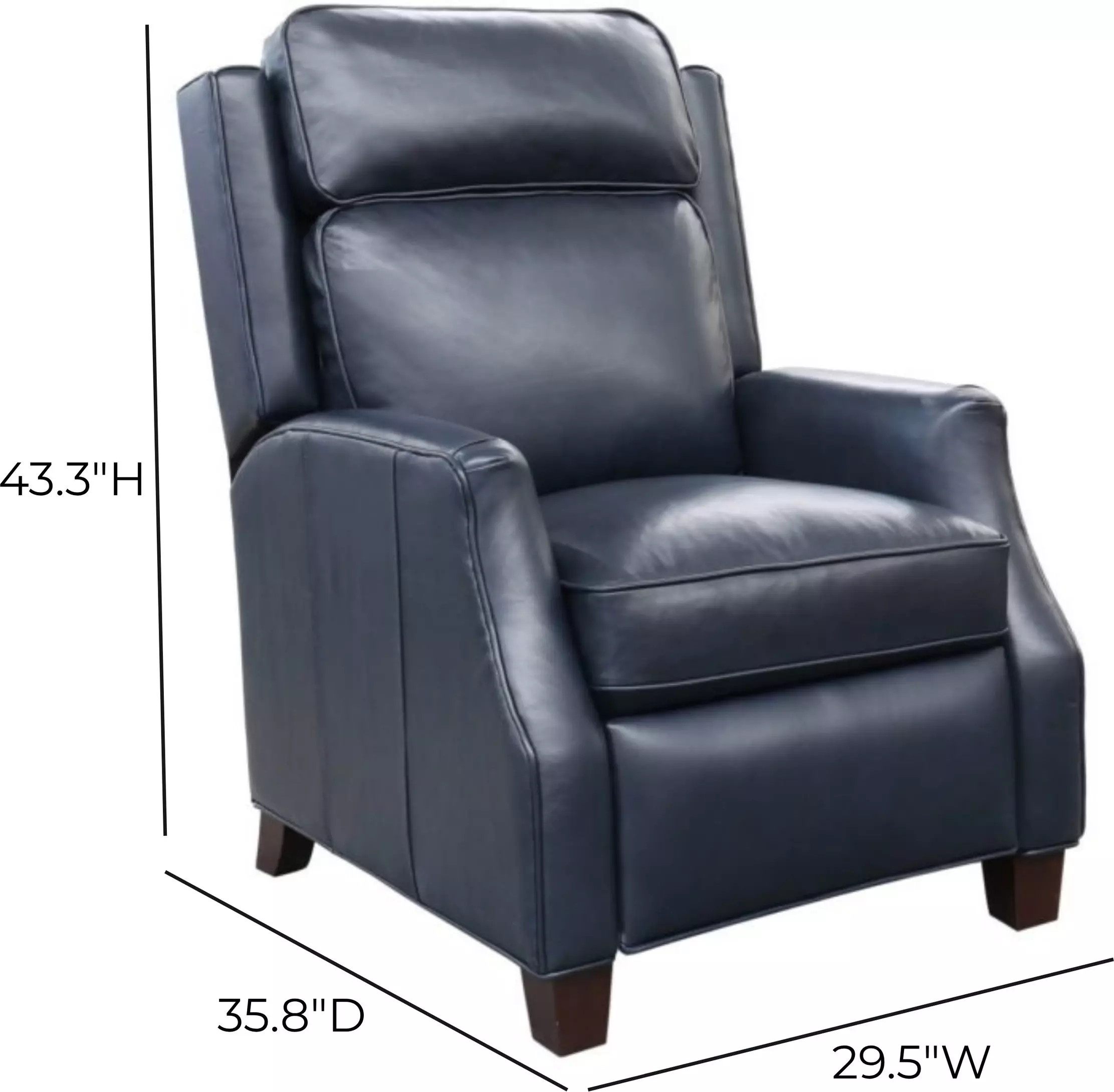 Nixon Shoreham Blue Leather Push Thru The Arms Recliner
