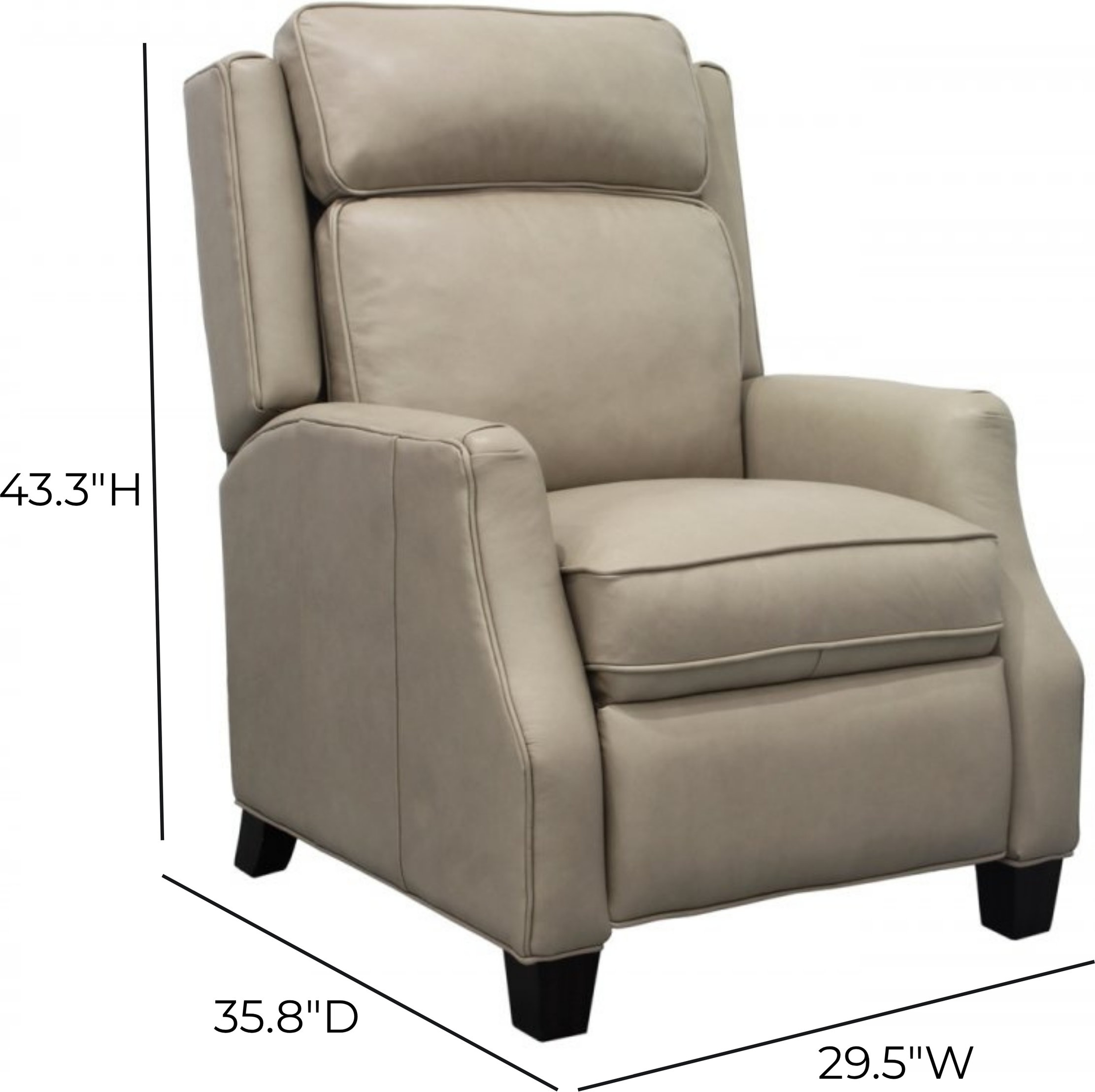 Nixon Shoreham Cream Leather Push Thru The Arms Recliner