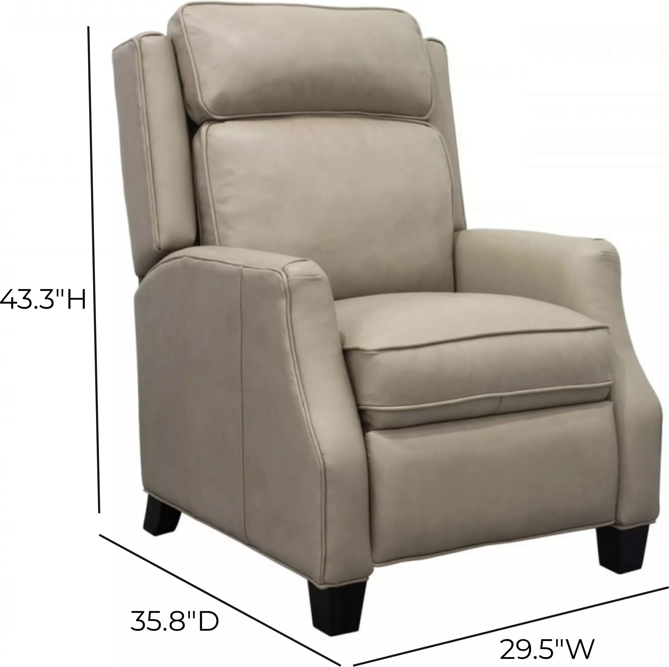 Nixon Shoreham Cream Leather Push Thru The Arms Recliner