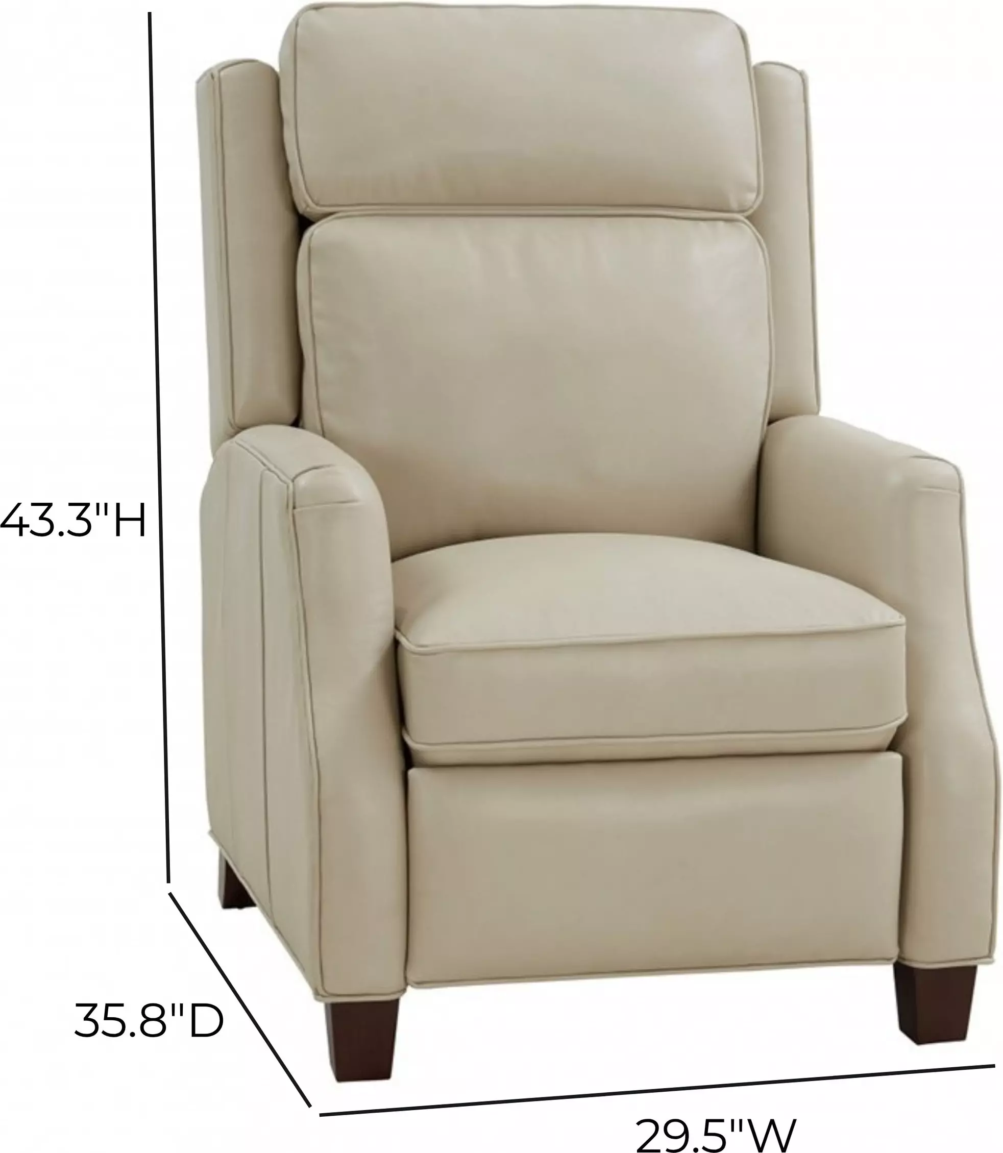 Nixon Barone Parchment Leather Push Thru The Arms Recliner