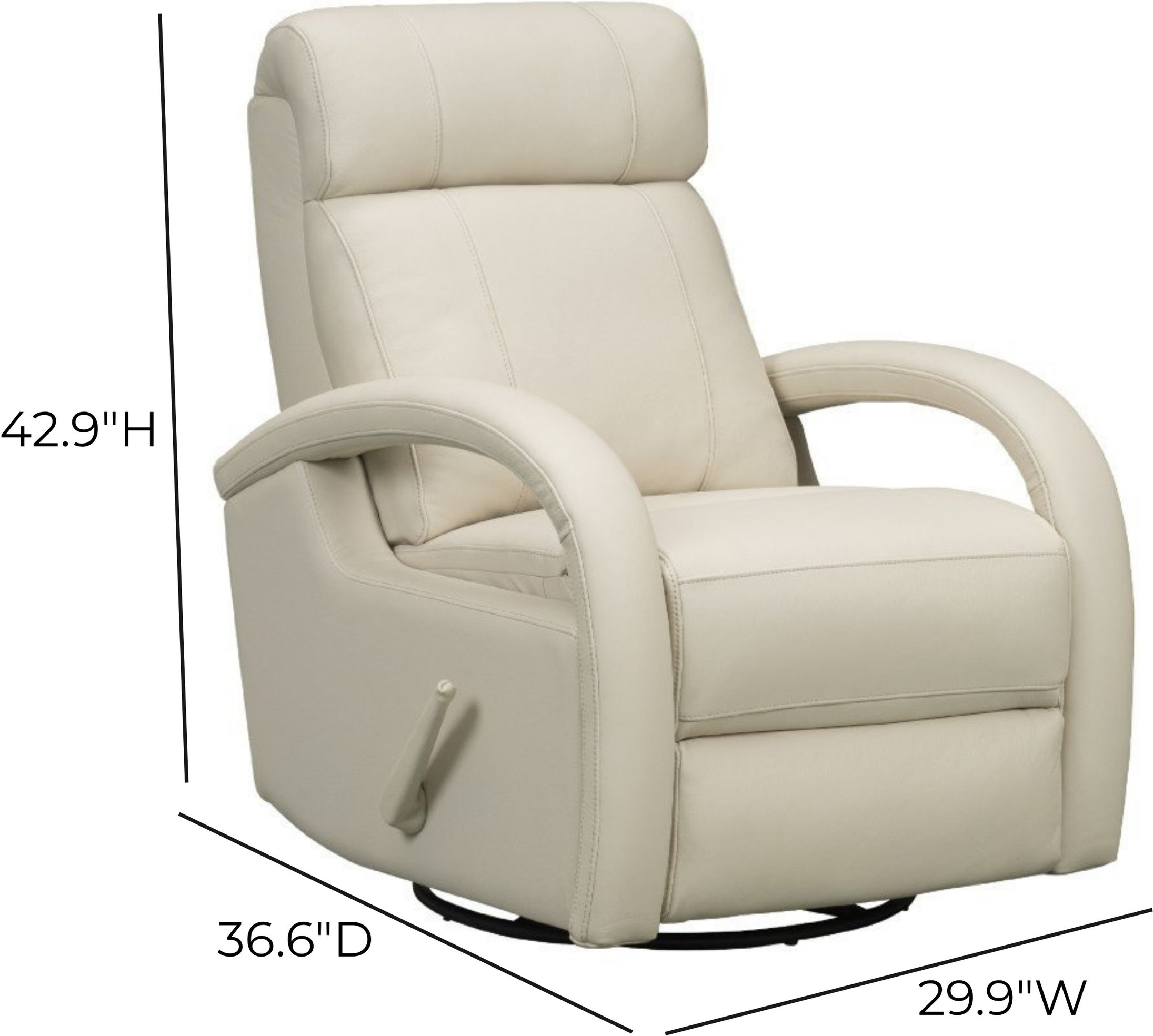 Harlee Troy Cream Leather Swivel Glider Recliner