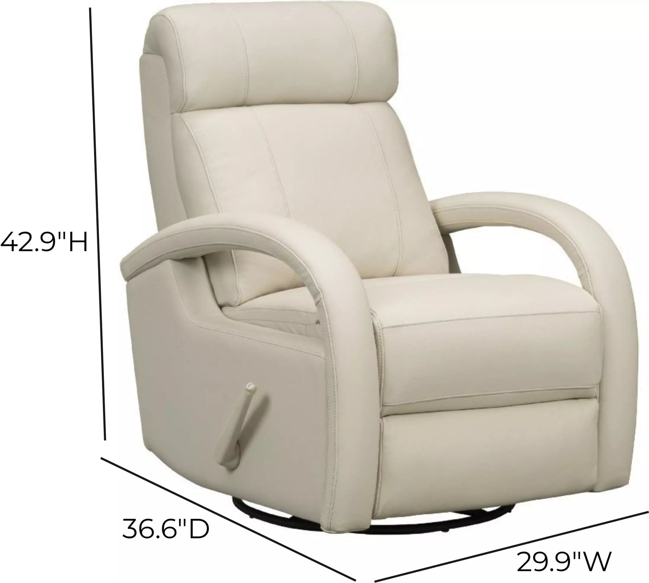 Harlee Troy Cream Leather Swivel Glider Recliner