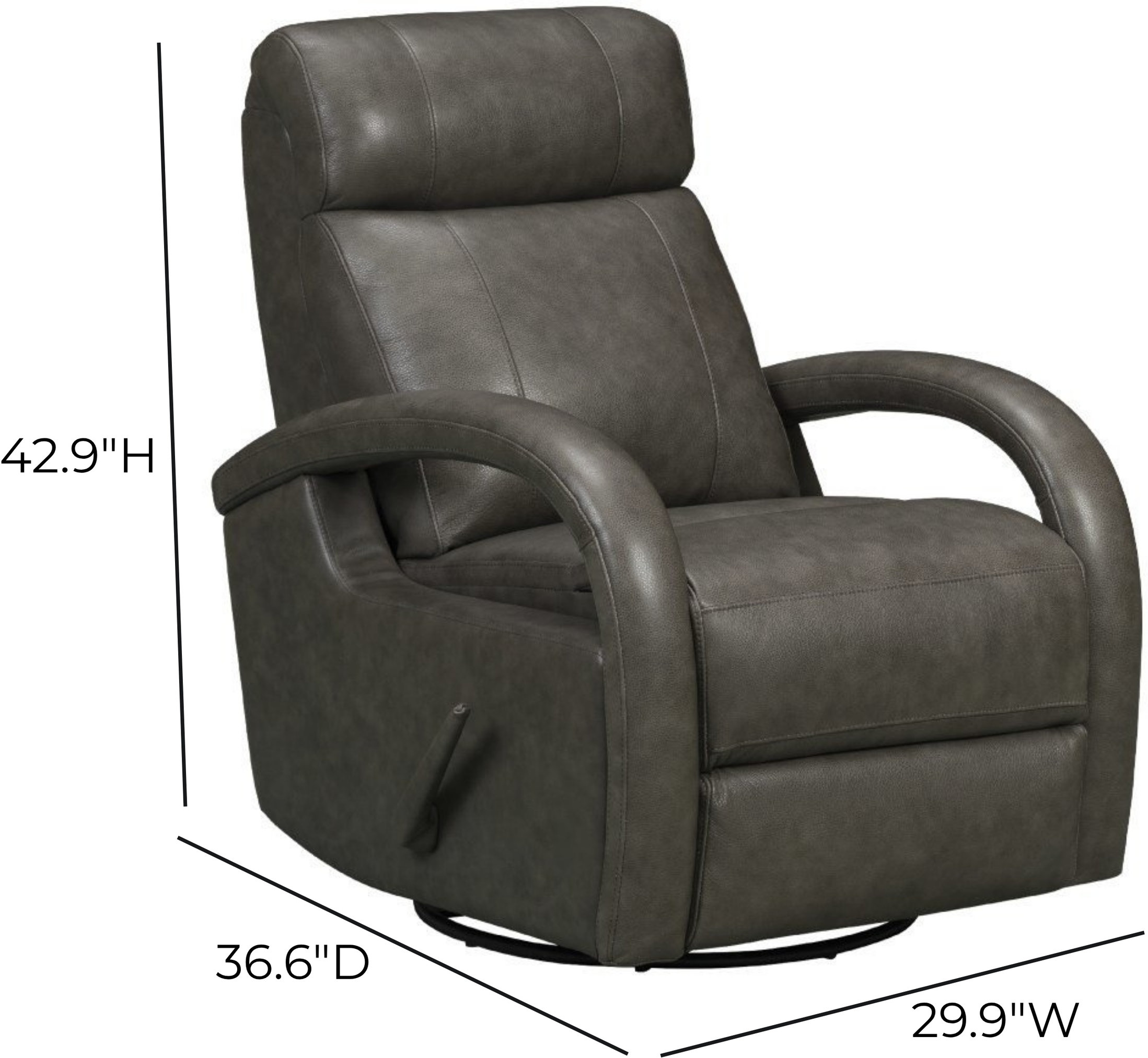 Harlee Ryegate Gray Leather Swivel Glider Recliner