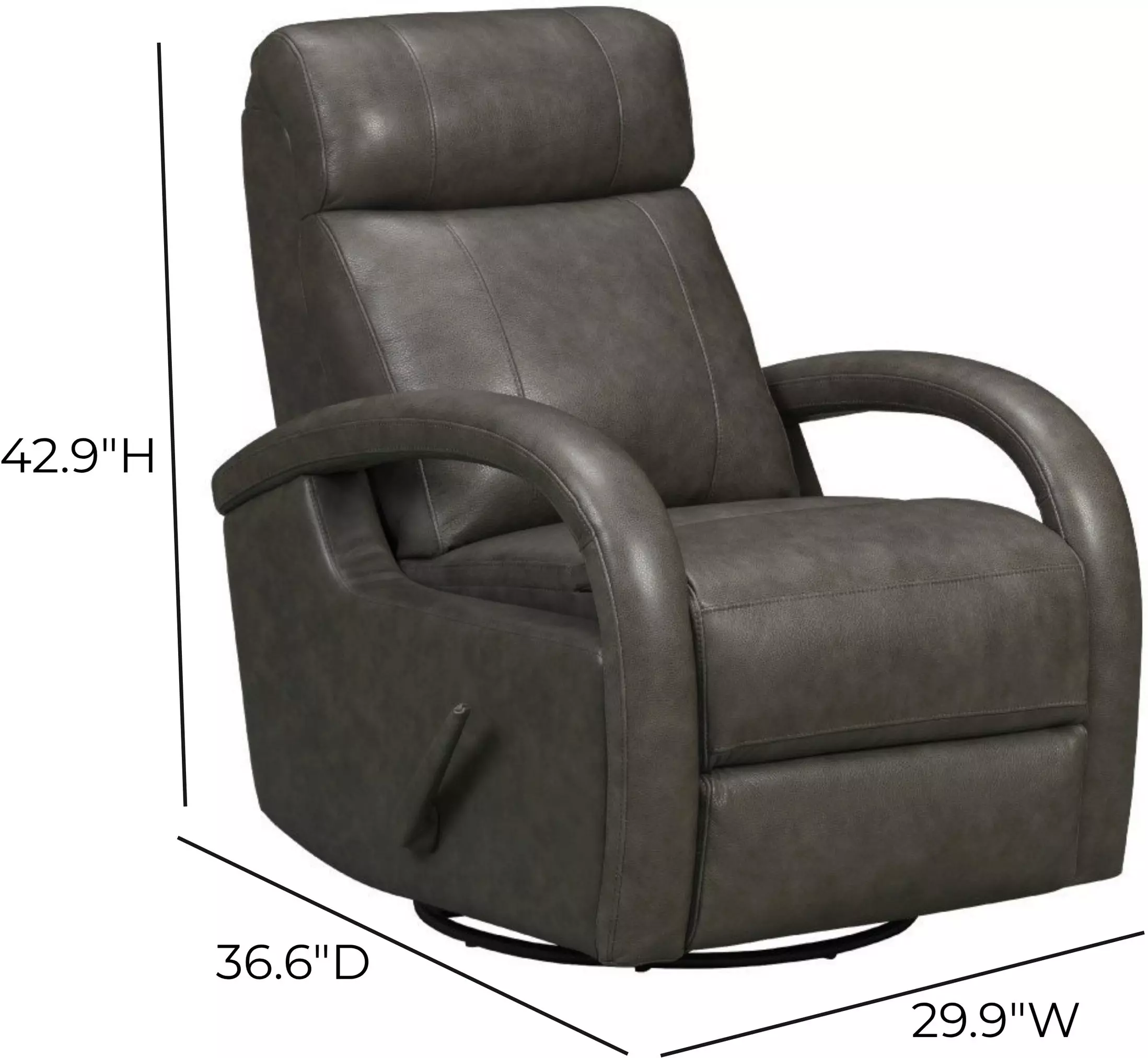 Harlee Ryegate Gray Leather Swivel Glider Recliner