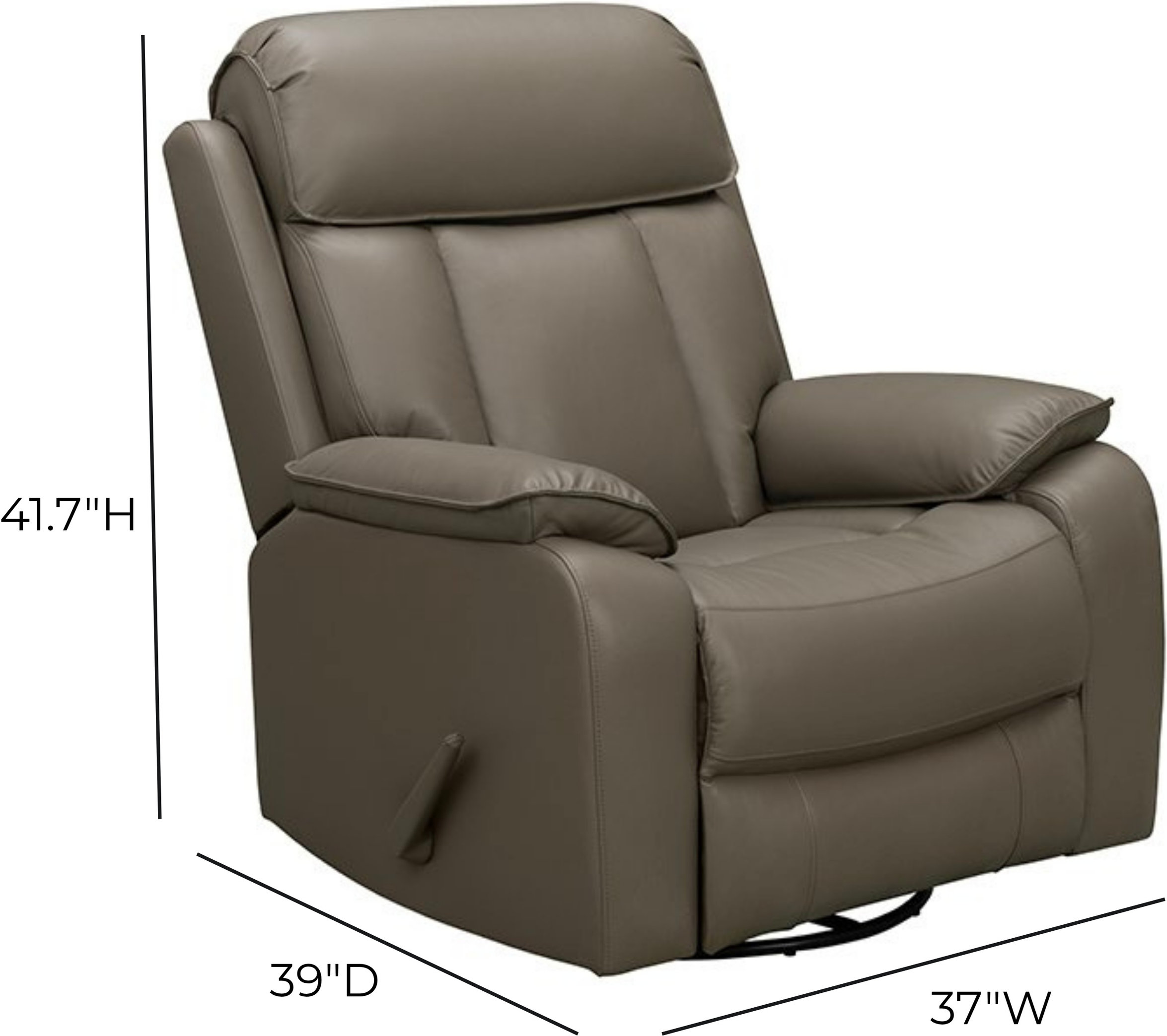 Mac Lynn Smokey Gray Leather Swivel Glider Recliner