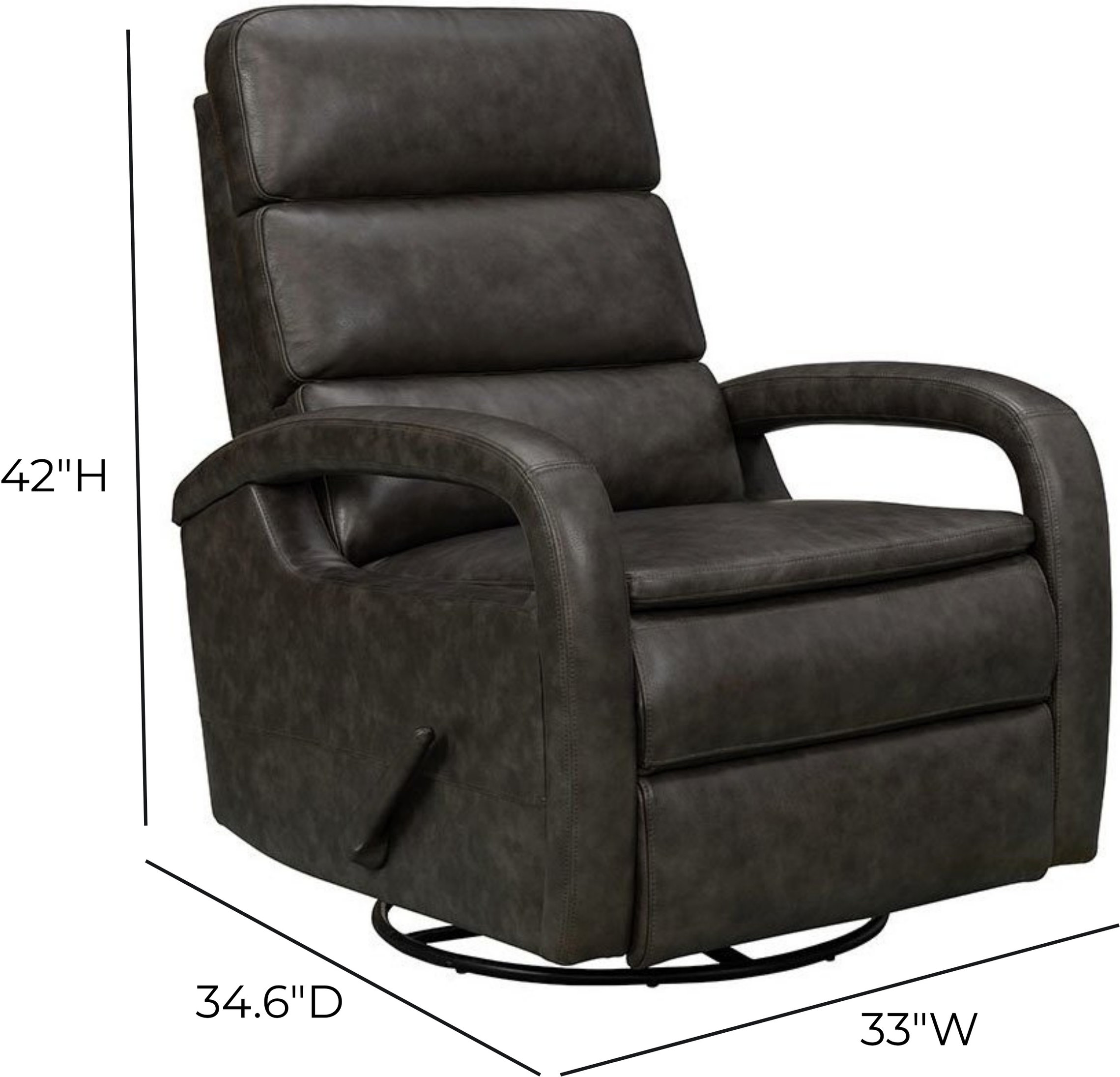 Nick Ryegate Gray Leather Swivel Glider Recliner