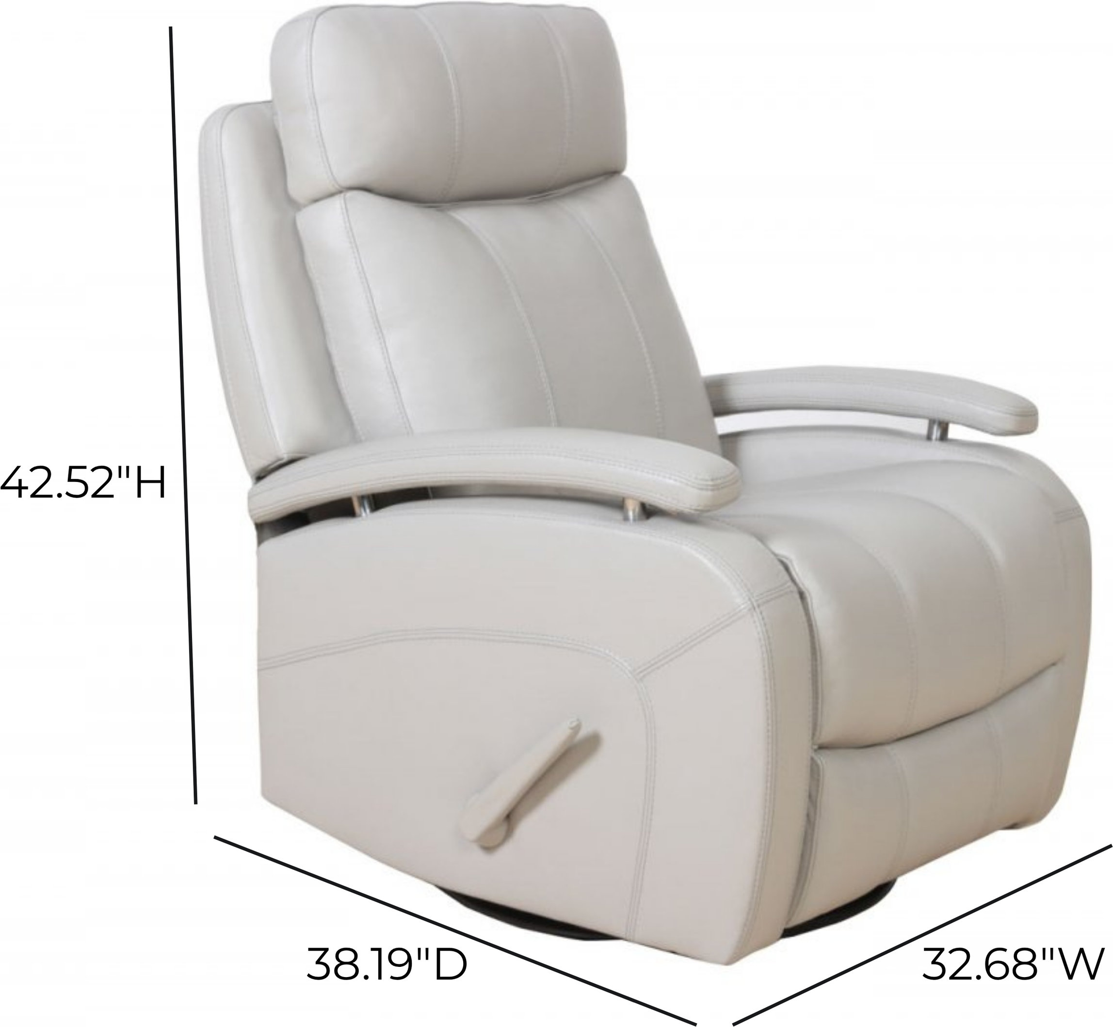 Duffy Gable Dove Leather Swivel Glider Recliner