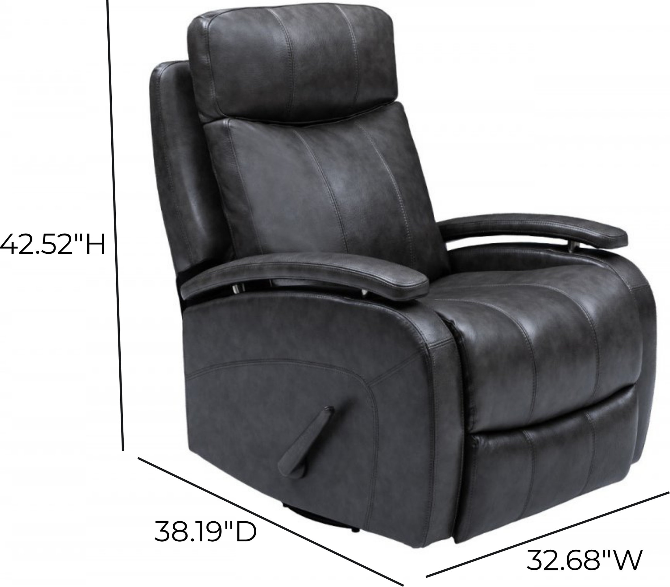 Duffy Ryegate Gray Leather Swivel Glider Recliner