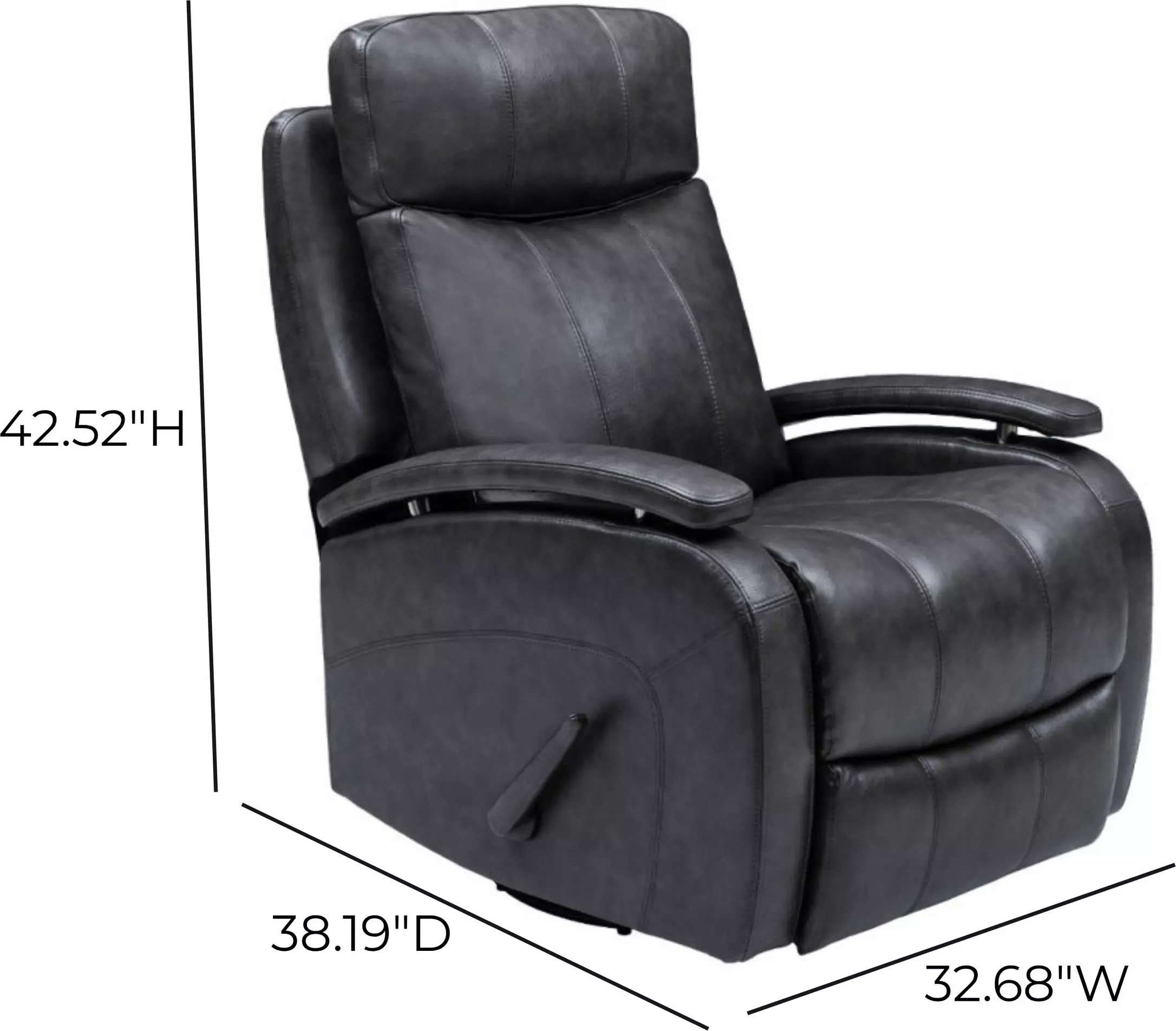 Duffy Ryegate Gray Leather Swivel Glider Recliner