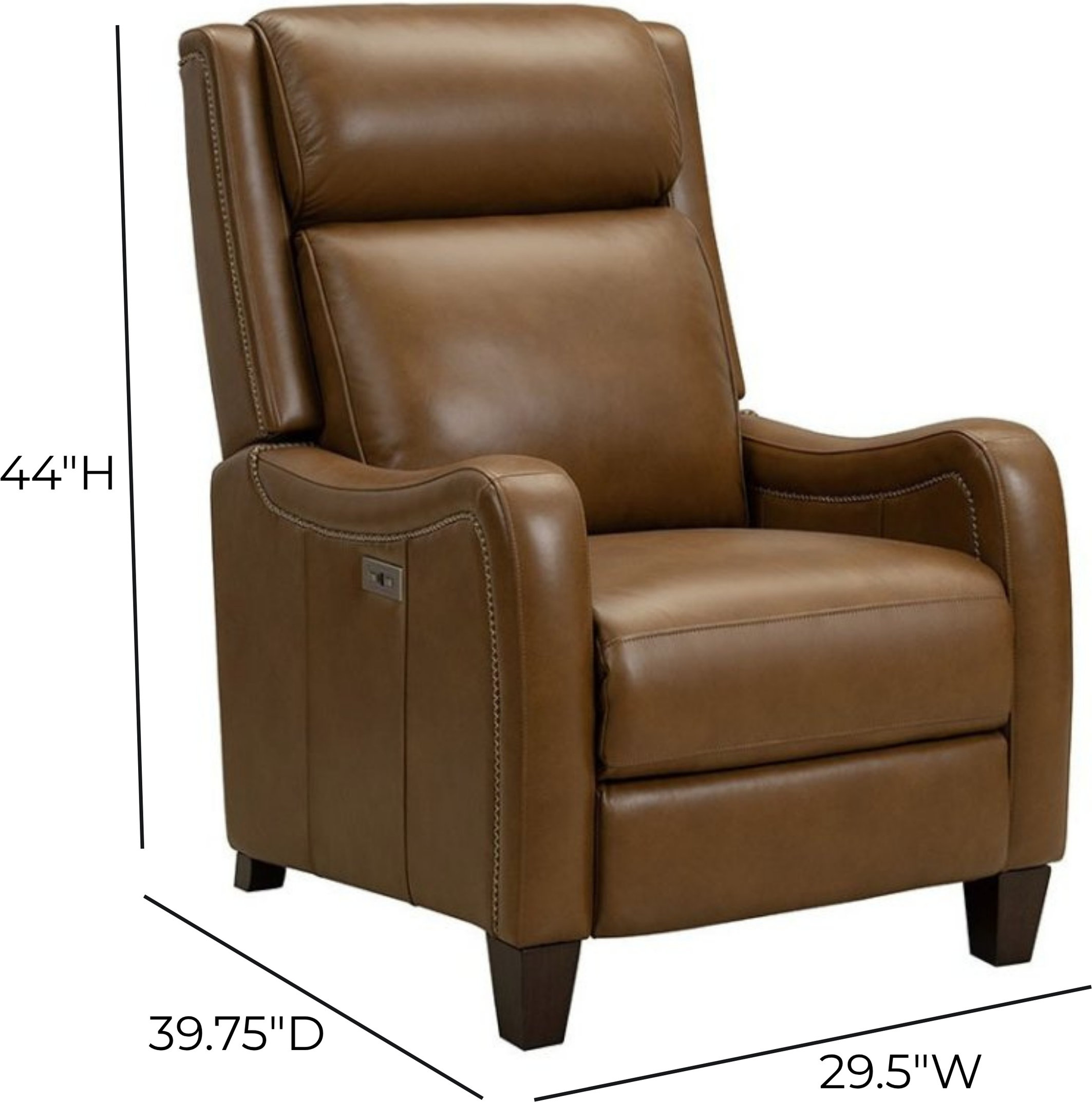 Taylor Elwood Saddle Leather Power Recliner with Power Headrest and USB Charging