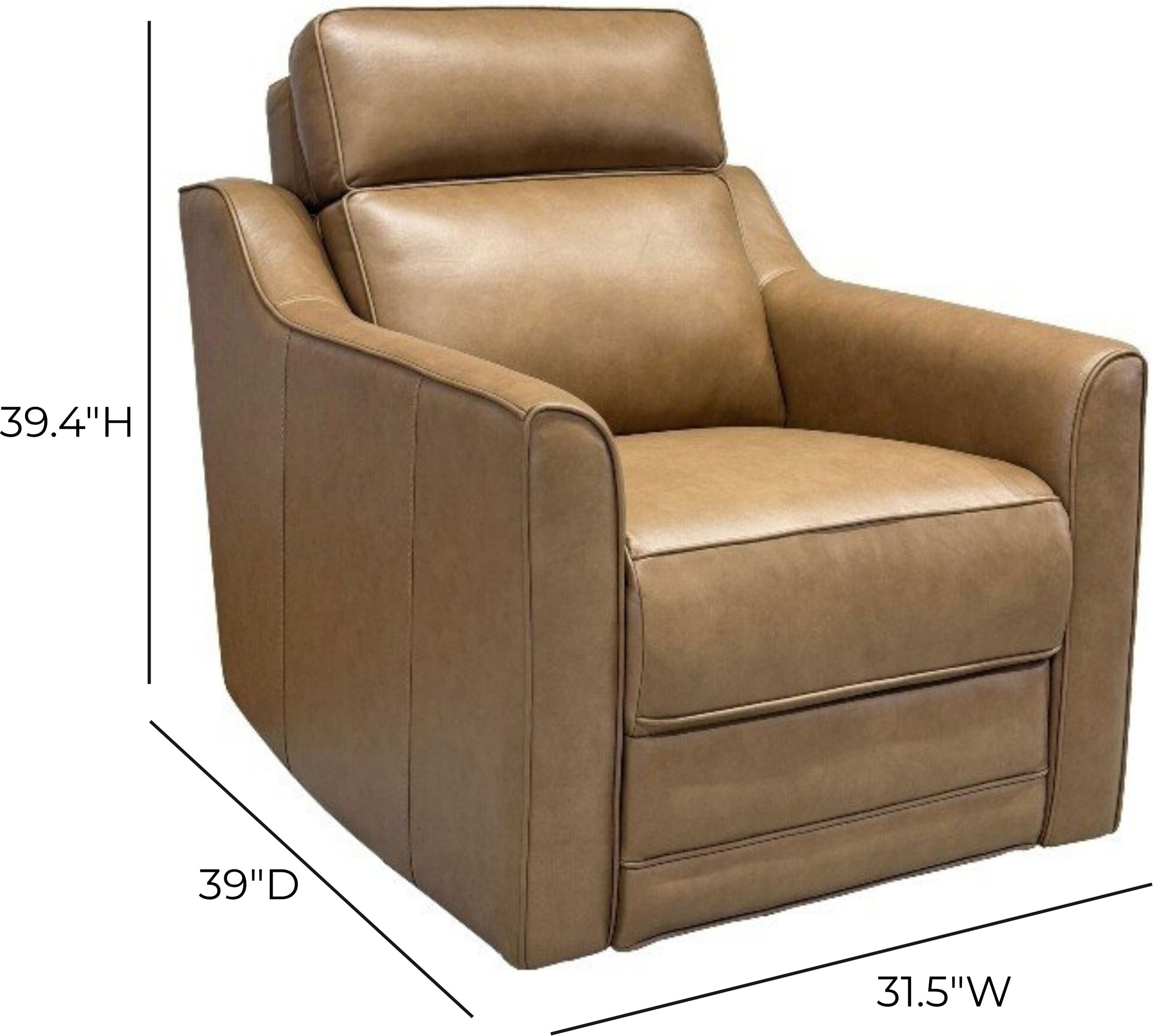 Lara Hillwood Toffee Leather Dual Power Recliner with Power Tilt Headrest and USB Charging