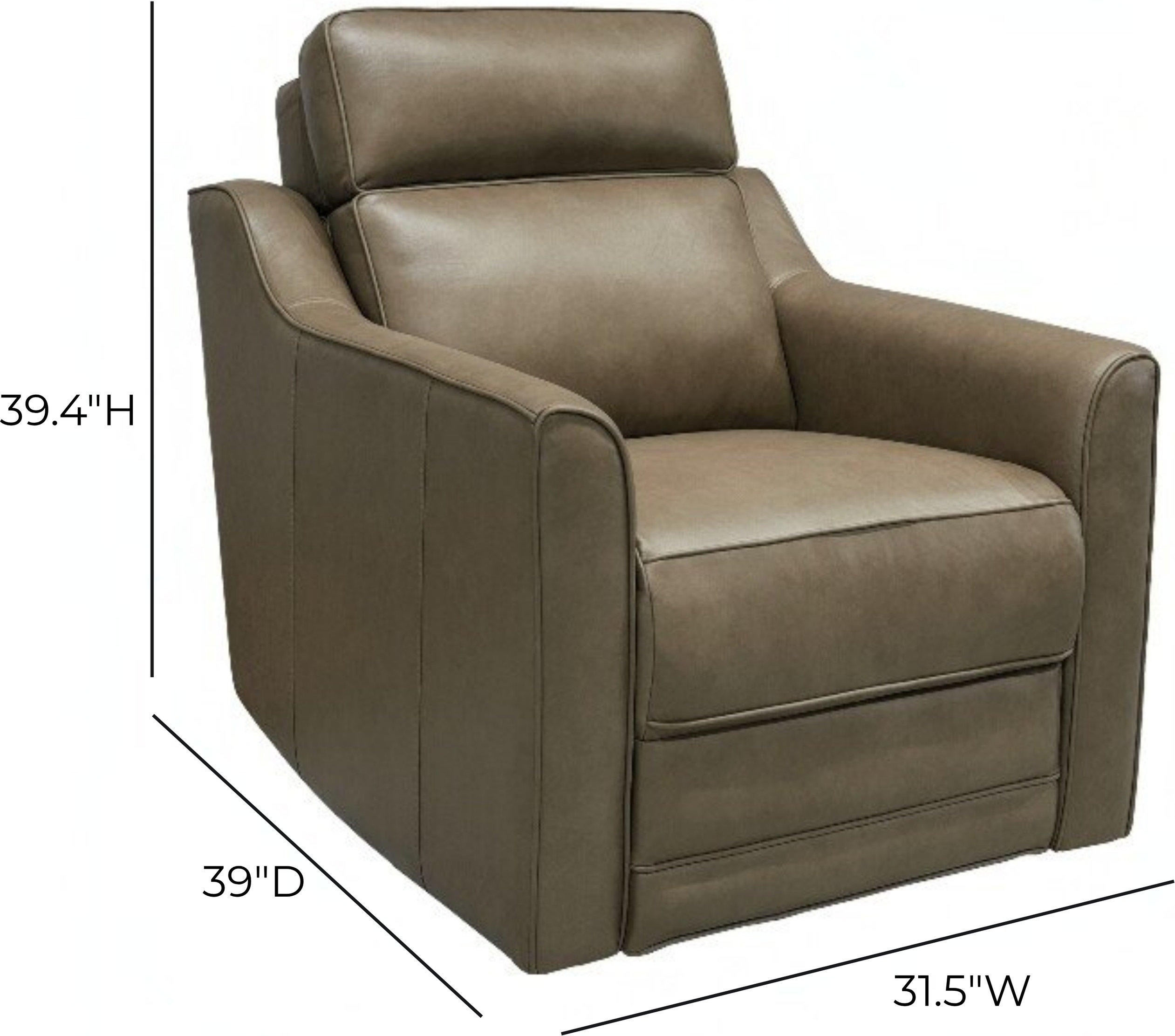 Lara Silk Elephant Leather Dual Power Recliner with Power Tilt Headrest and USB Charging