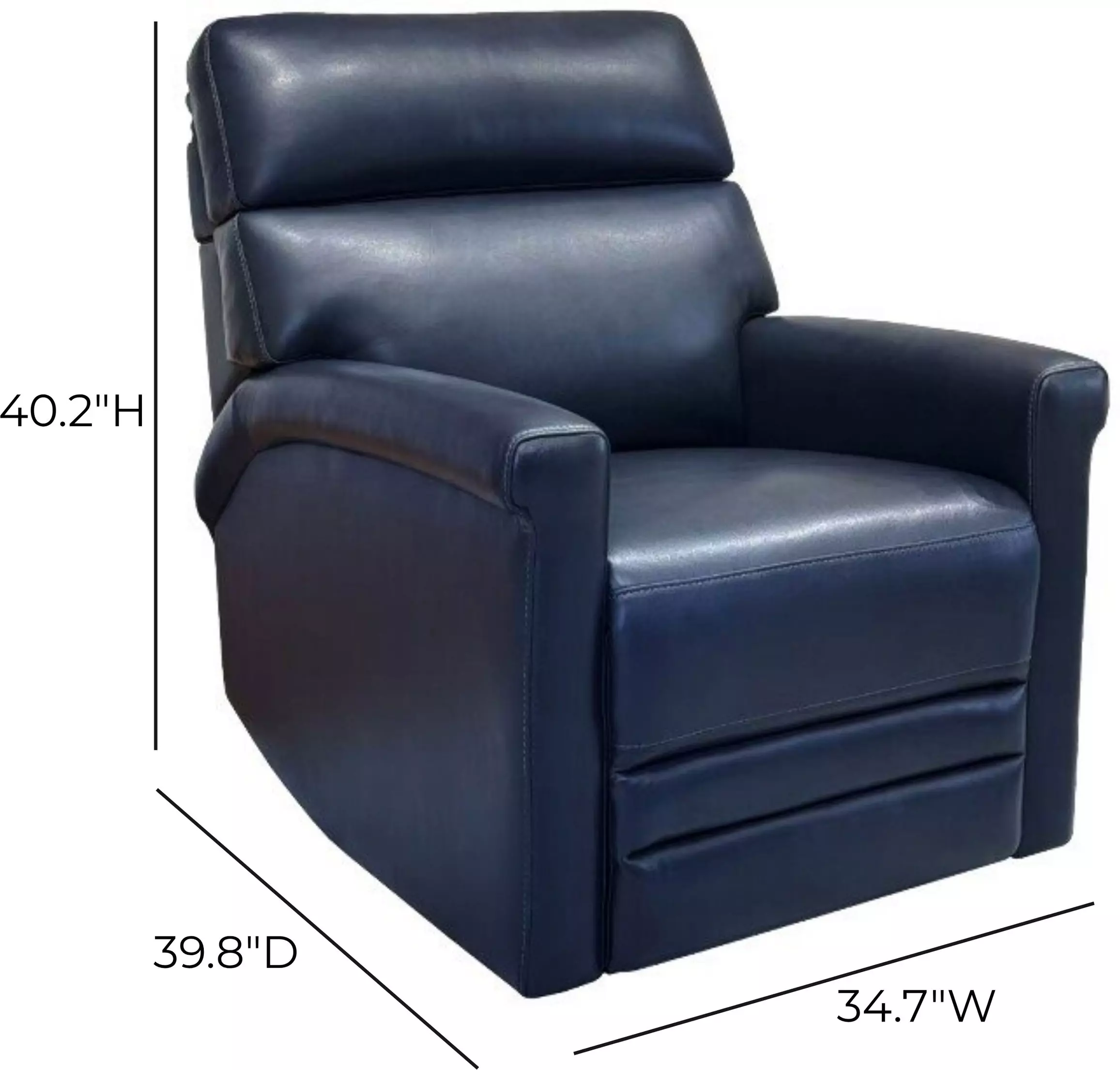 Corbyn Shoreham Blue Leather Power Recliner with Power Headrest and USB Charging