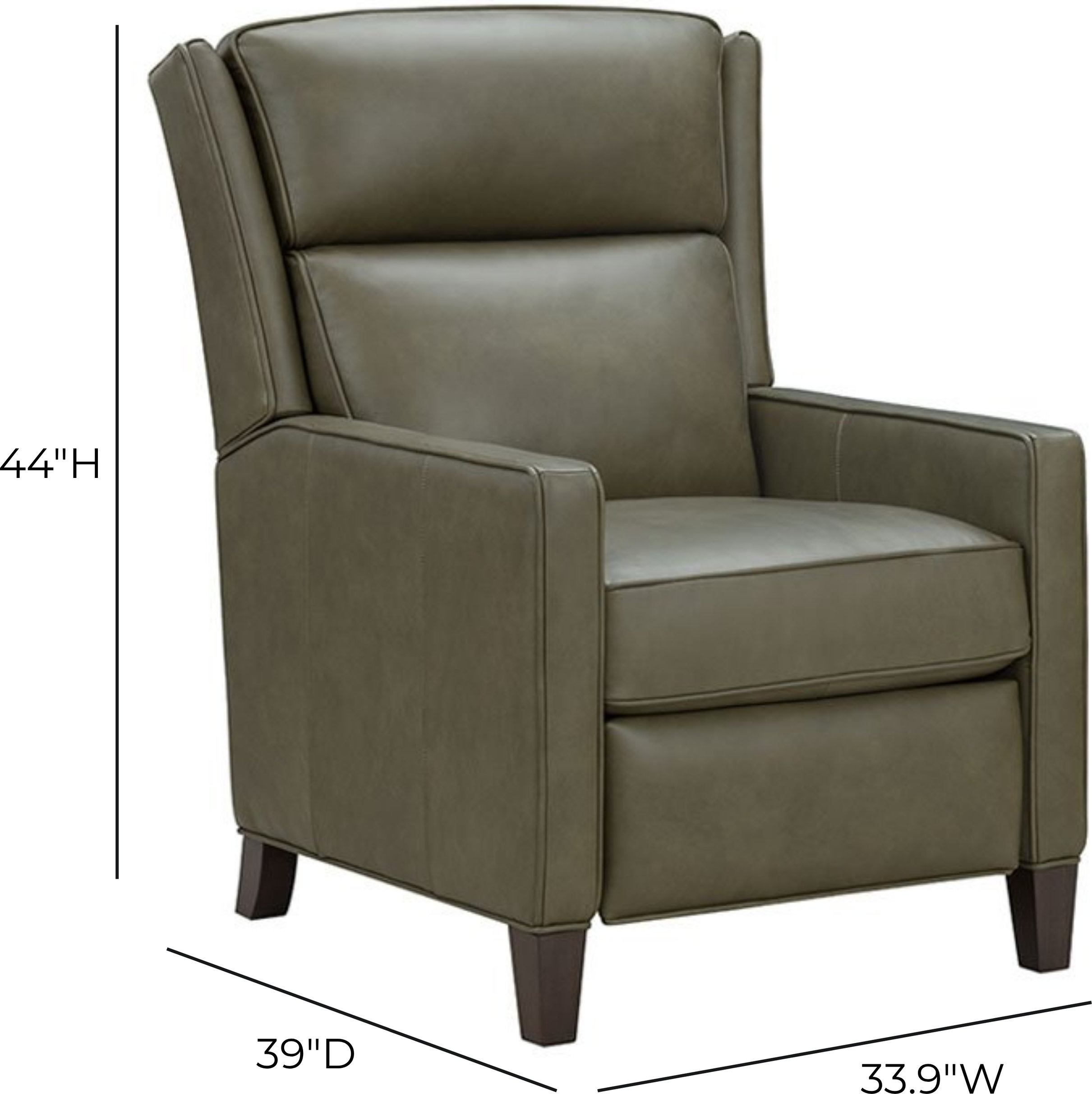 Moore Oasis Olive Leather Power Recliner with Power Headrest and USB Charging