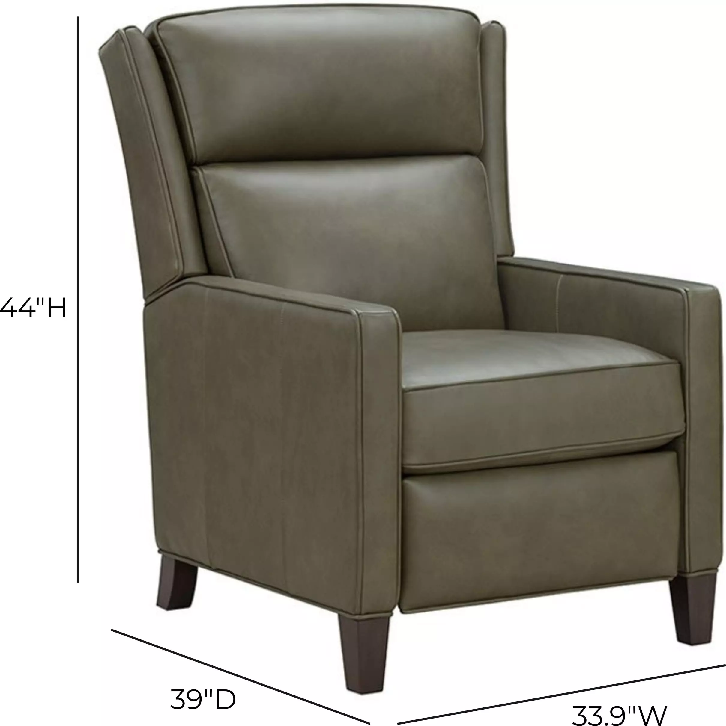 Moore Oasis Olive Leather Power Recliner with Power Headrest and USB Charging