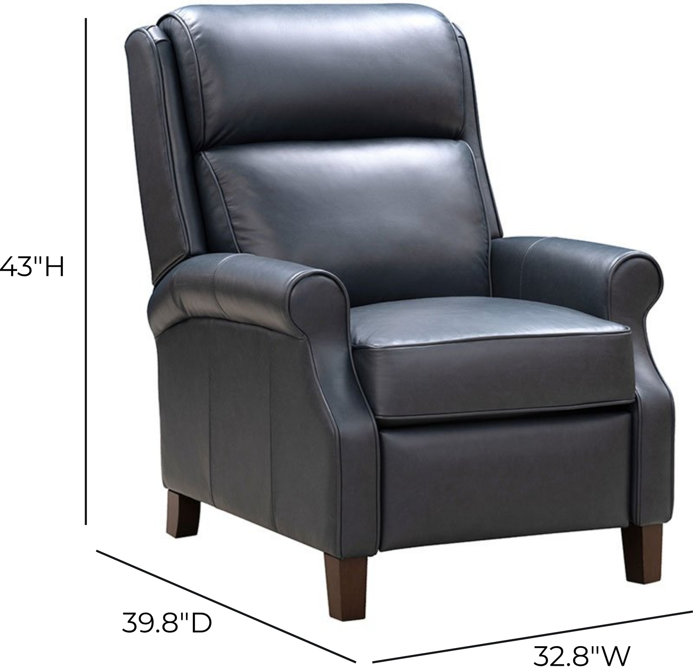 Amber Santa Fe Ocean Leather Dual Power Recliner with Power Headrest and USB Charging